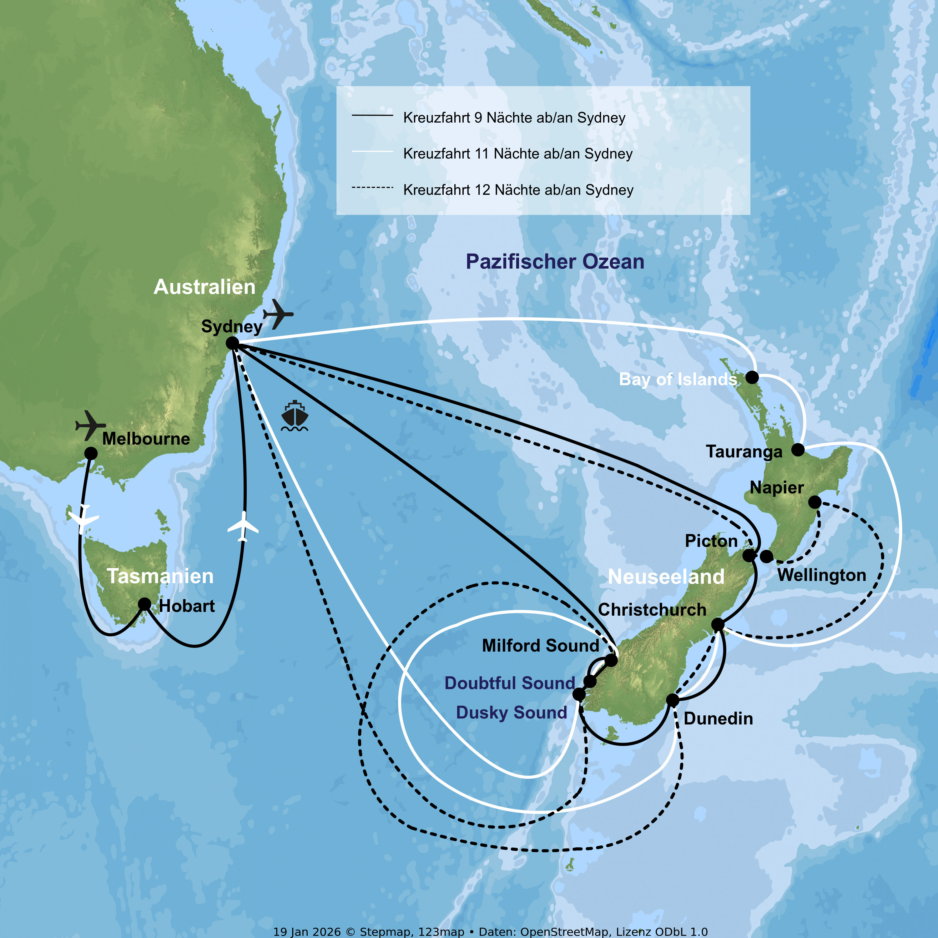 Kreuzfahrt mit der Anthem of the Seas ab/an Sydney inkl. Australien-Rundreise mit Tasmanien