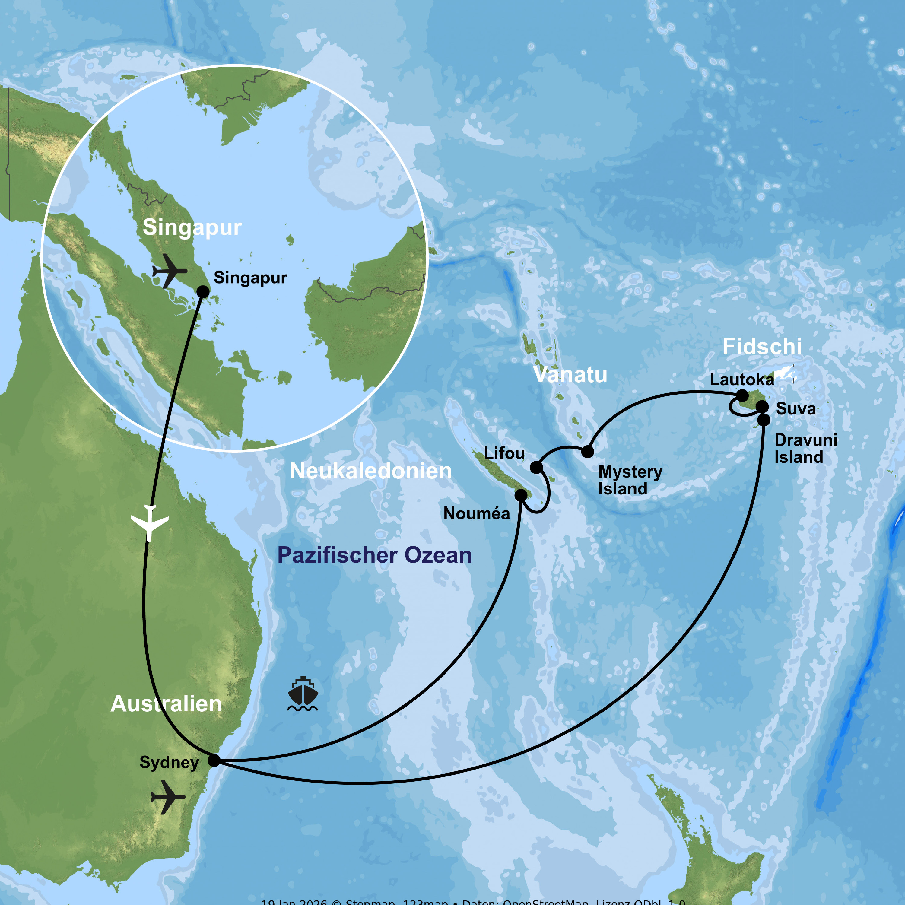 Kreuzfahrt mit der Grand Princess ab/an Sydney inkl. Vorprogramm in Singapur & Sydney