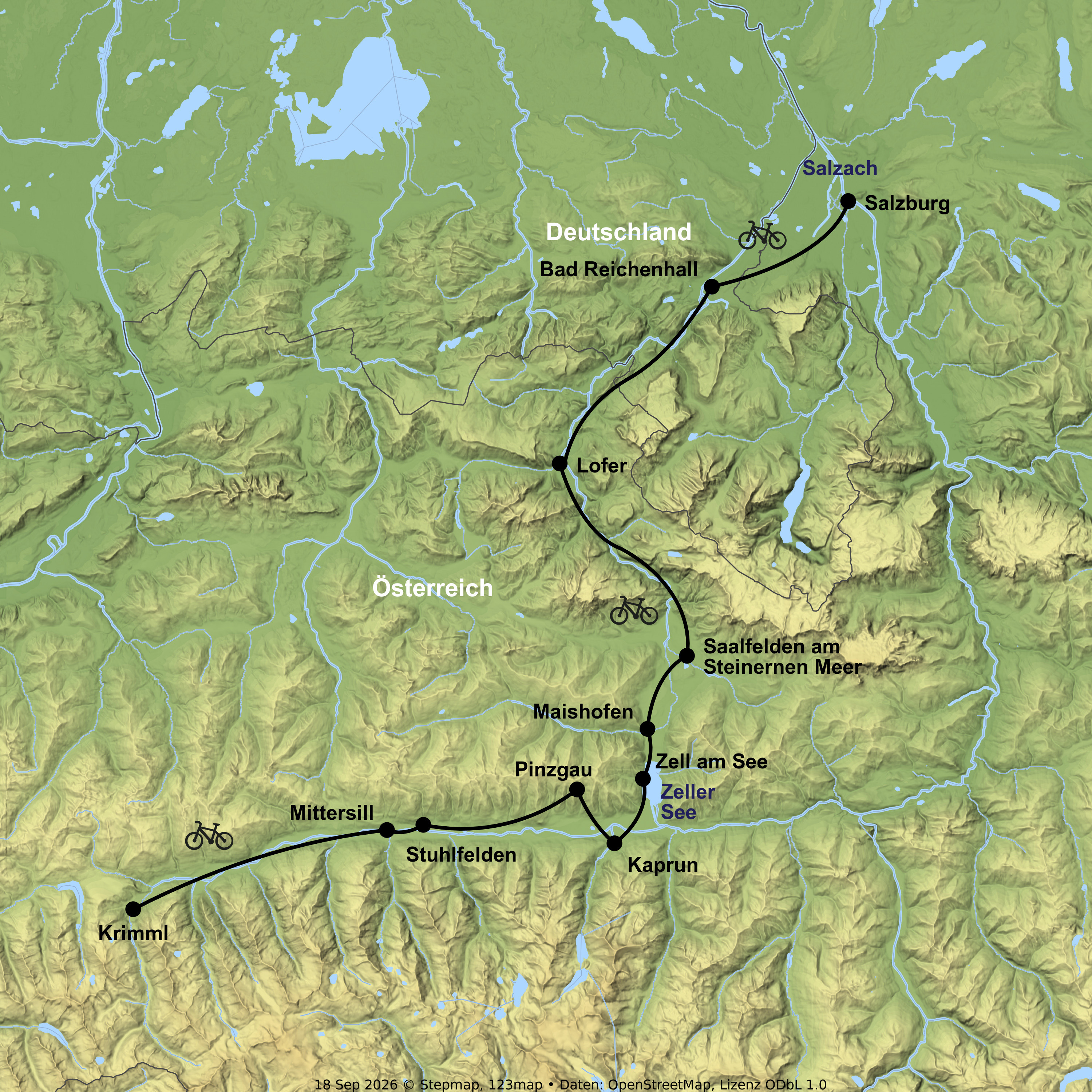 Radreise von Krimml bis Salzburg