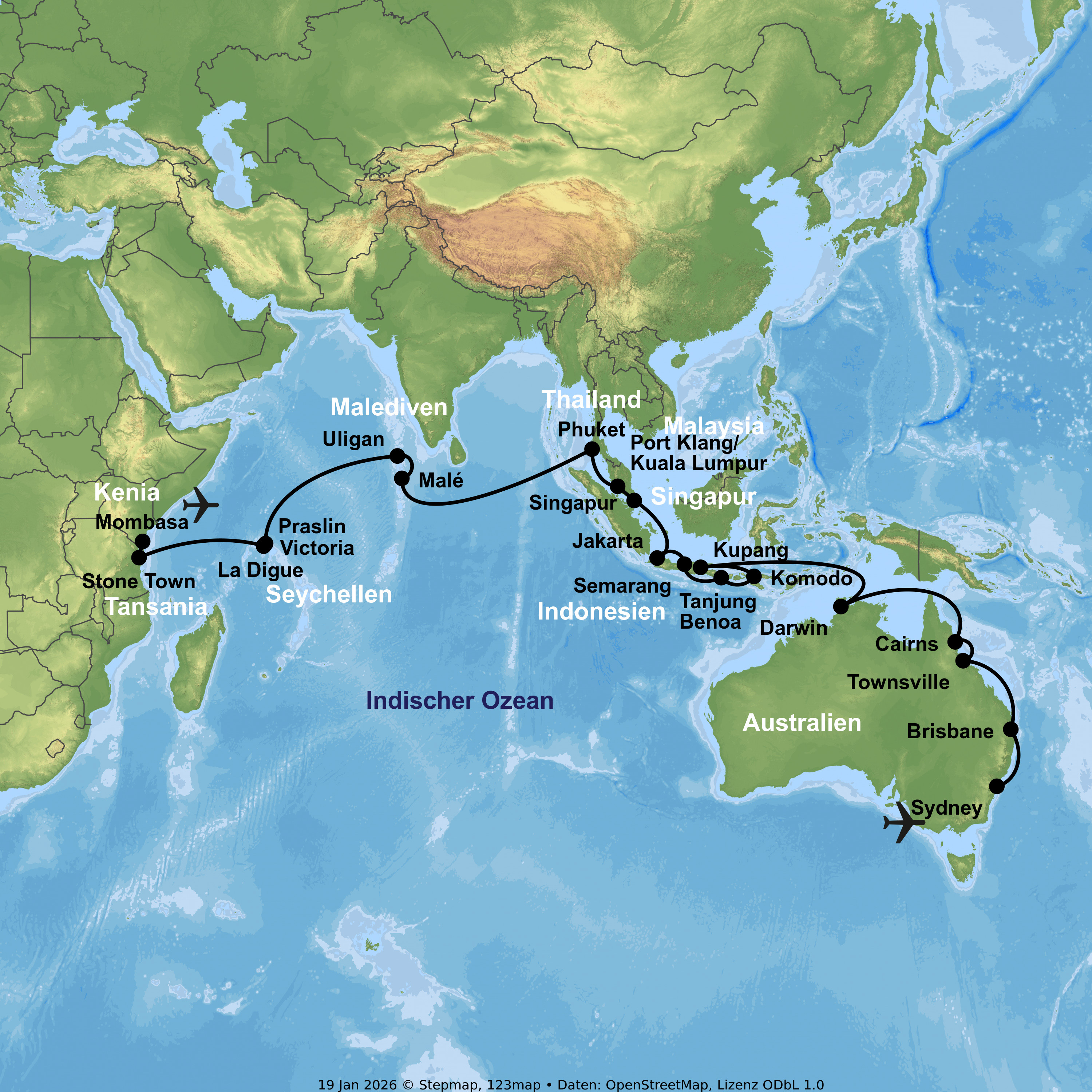 Kreuzfahrt mit der VASCO DA GAMA von Sydney bis Mombasa inkl. Baden in Kenia