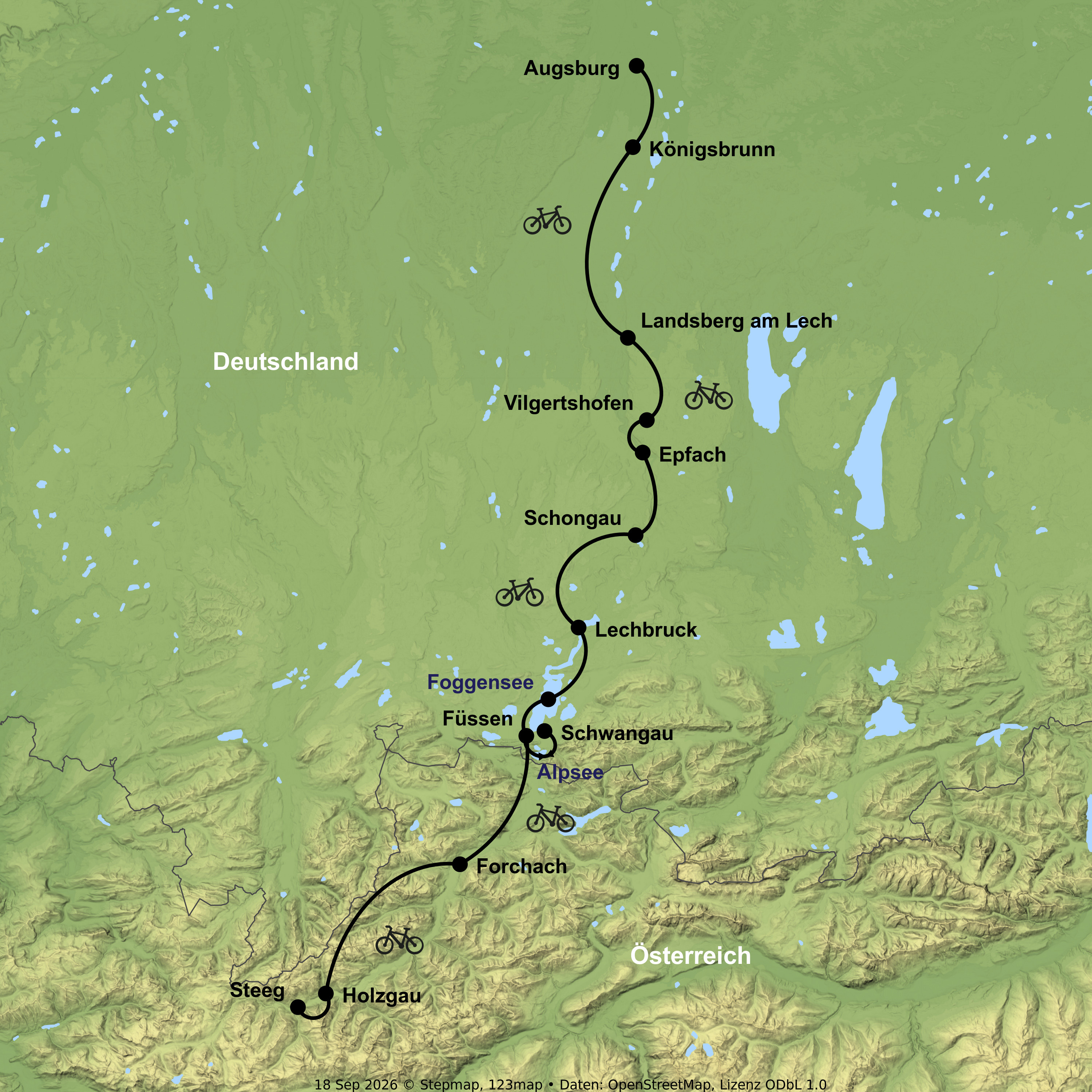 Radreise von Steeg am Arlberg bis Augsburg
