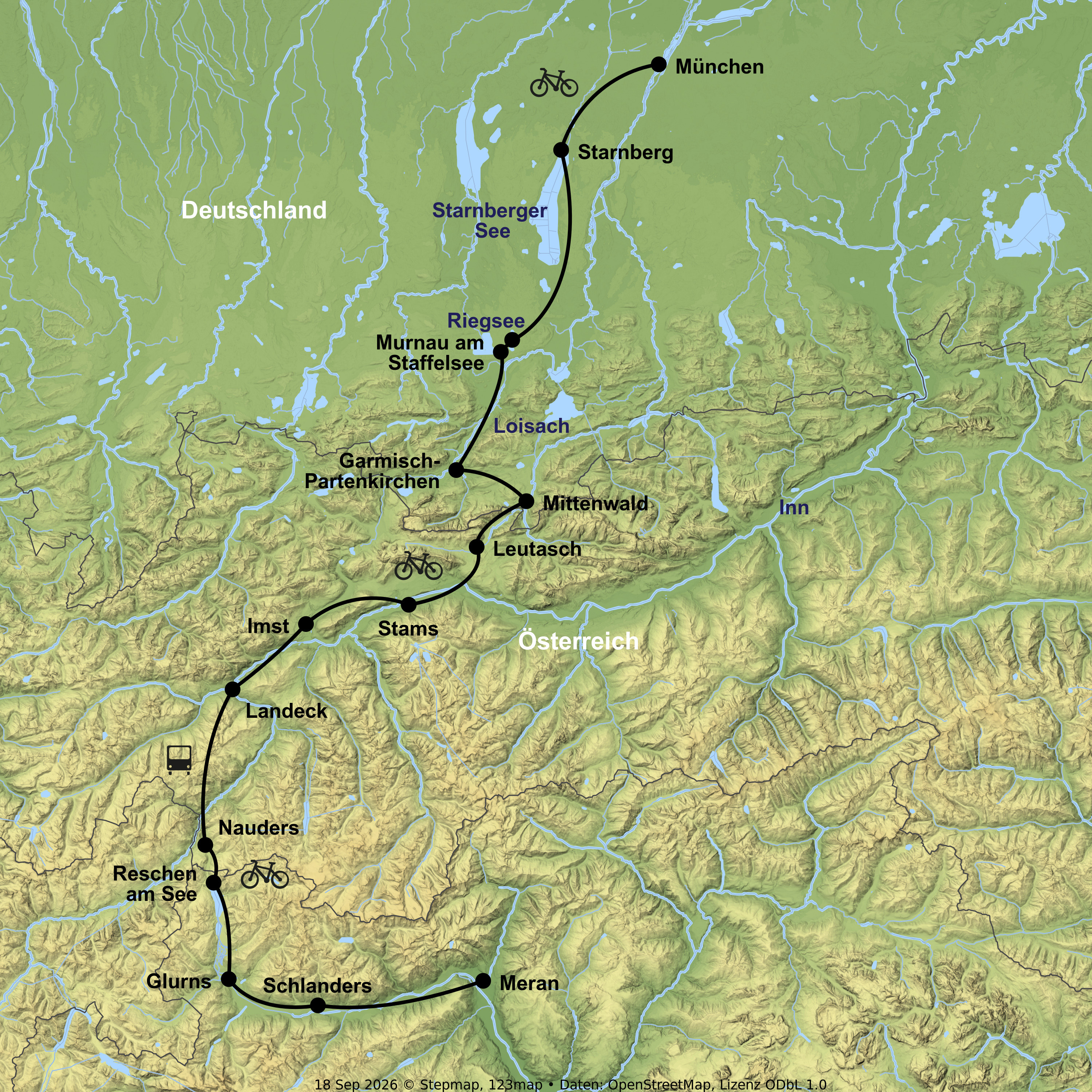 Radreise von München bis Meran