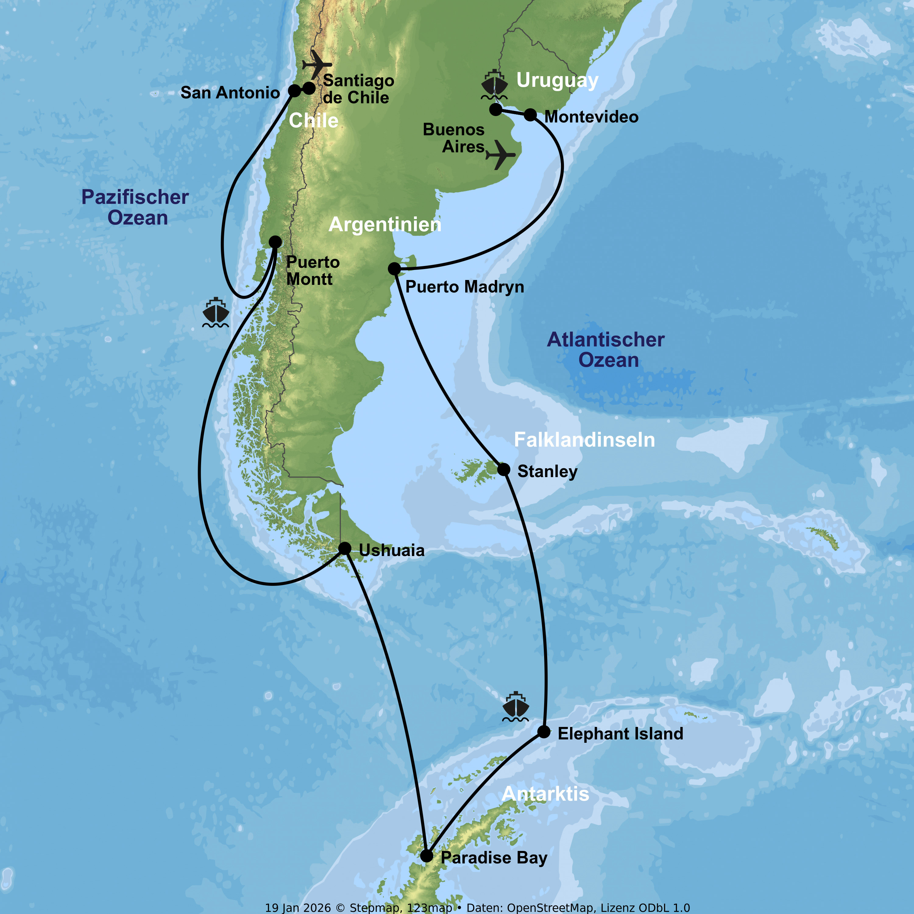 Kreuzfahrt mit der Norwegian Star von San Antonio bis Buenos Aires