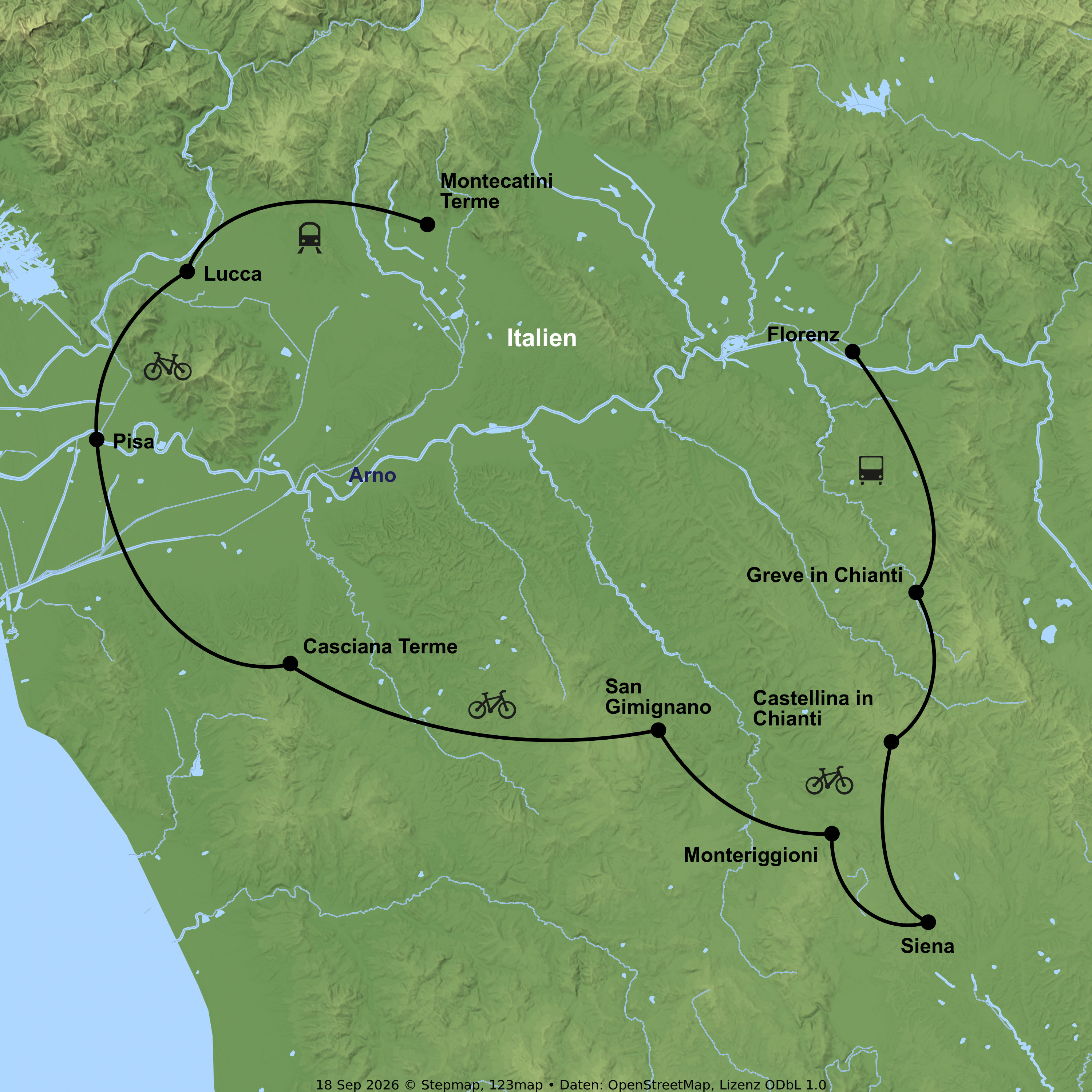 Radreise von Montecatini Terme bis Florenz