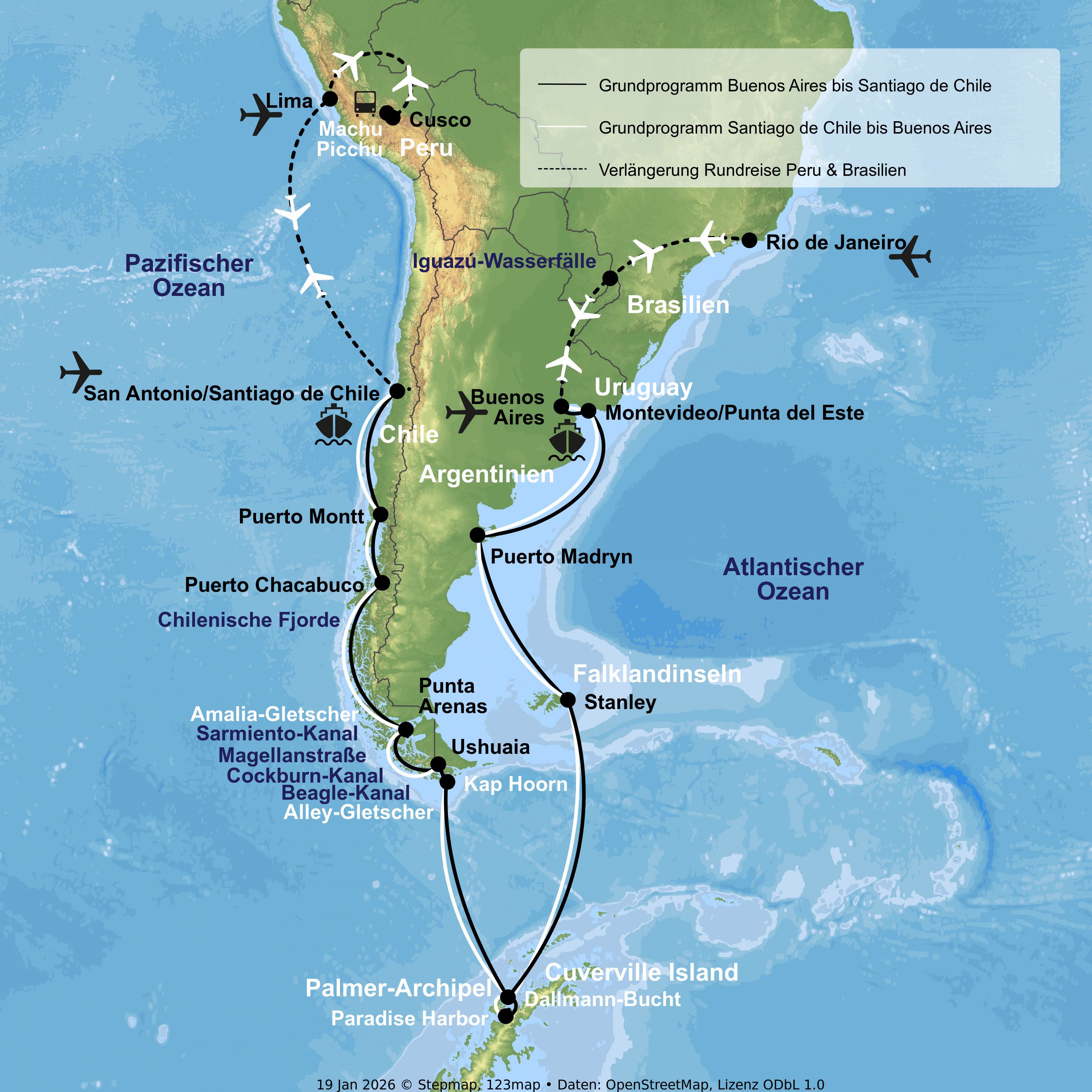 Kreuzfahrt mit Nieuw Amsterdam von Buenos Aires/Santiago de Chile bis Santiago de Chile/Buenos Aires