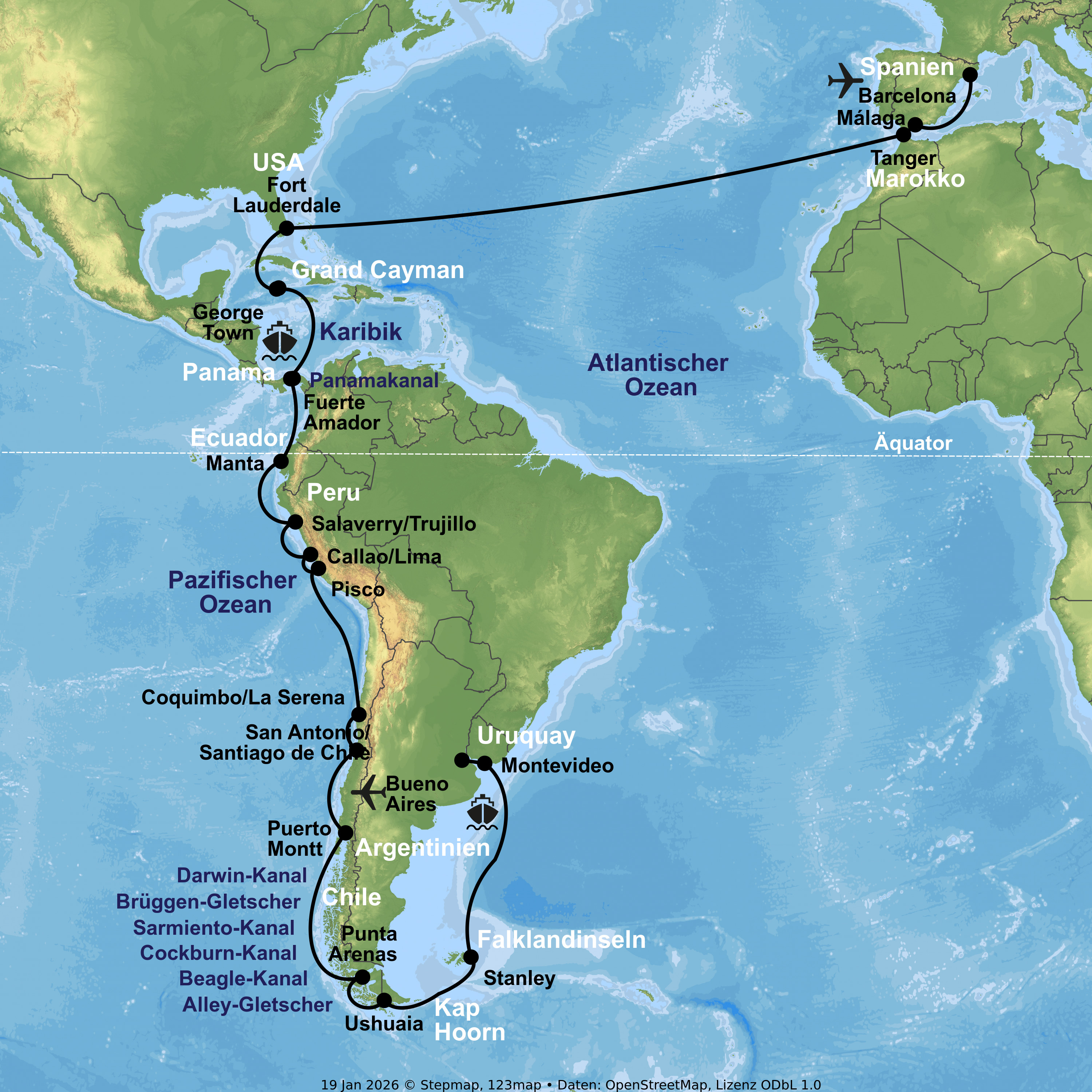 Kreuzfahrt mit Nieuw Amsterdam von Buenos Aires bis Barcelona