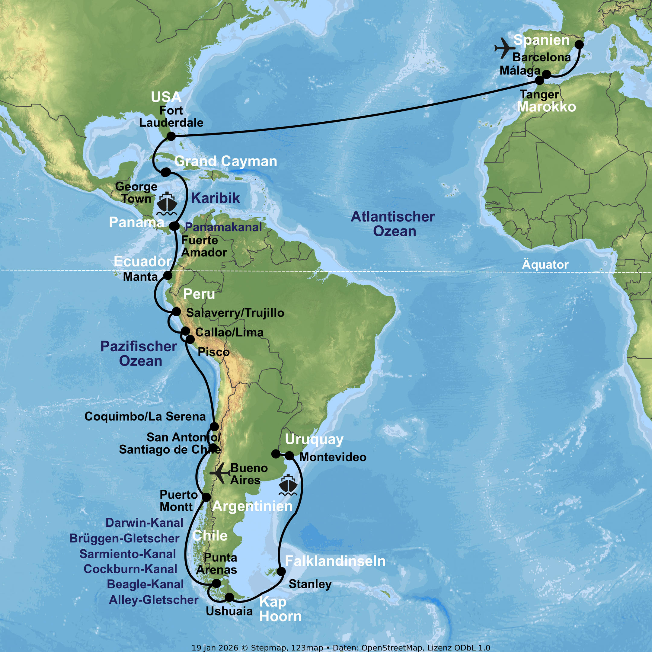 Kreuzfahrt mit Nieuw Amsterdam von Buenos Aires bis Barcelona