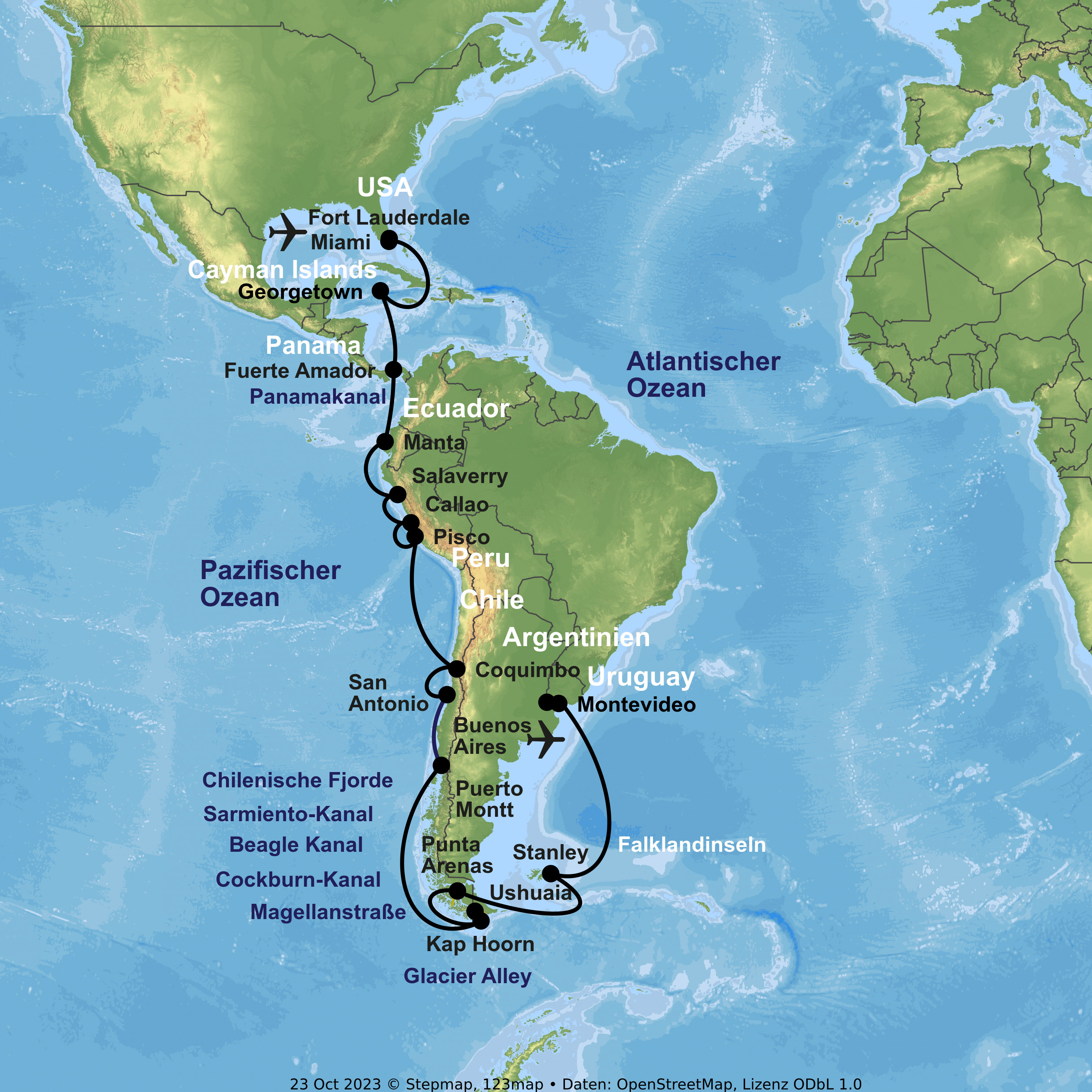 Kreuzfahrt mit der MS Oosterdam von Buenos Aires bis Miami