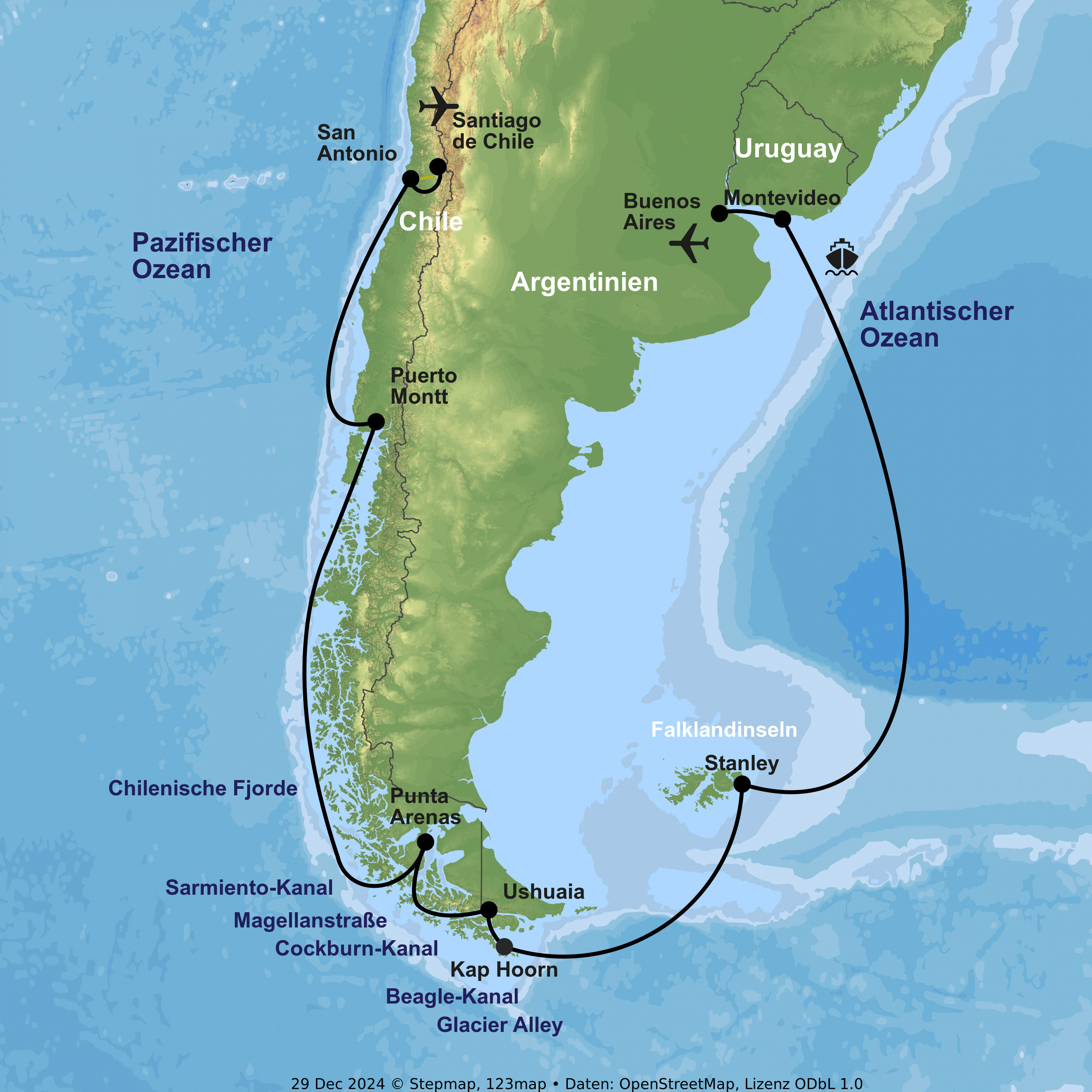 Kreuzfahrt mit der MS Oosterdam von Santiago de Chile bis Buenos Aires
