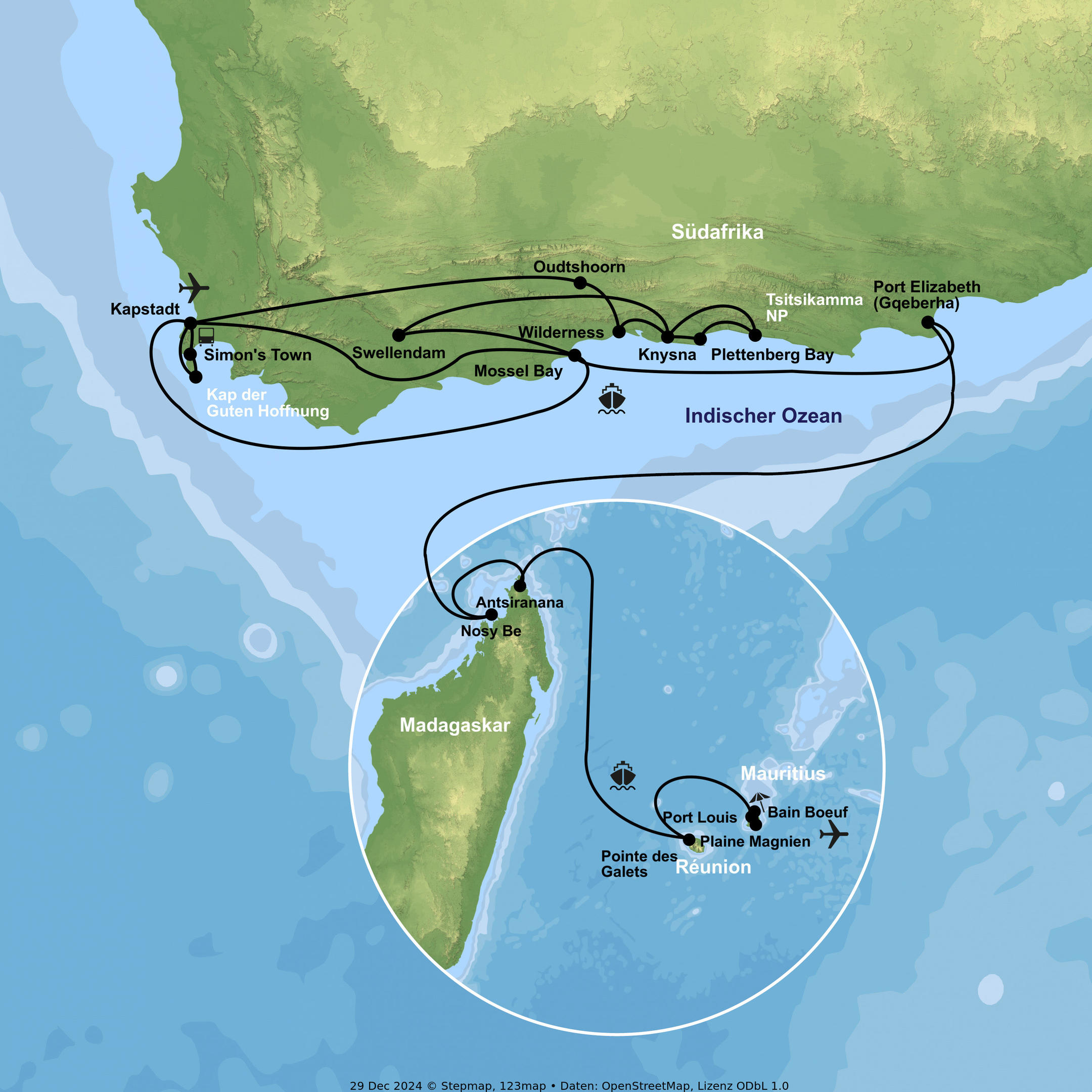 Kreuzfahrt mit Norwegian Sun von Port Louis nach Kapstadt inkl. Baden auf Mauritius & Südafrika-Rundreise