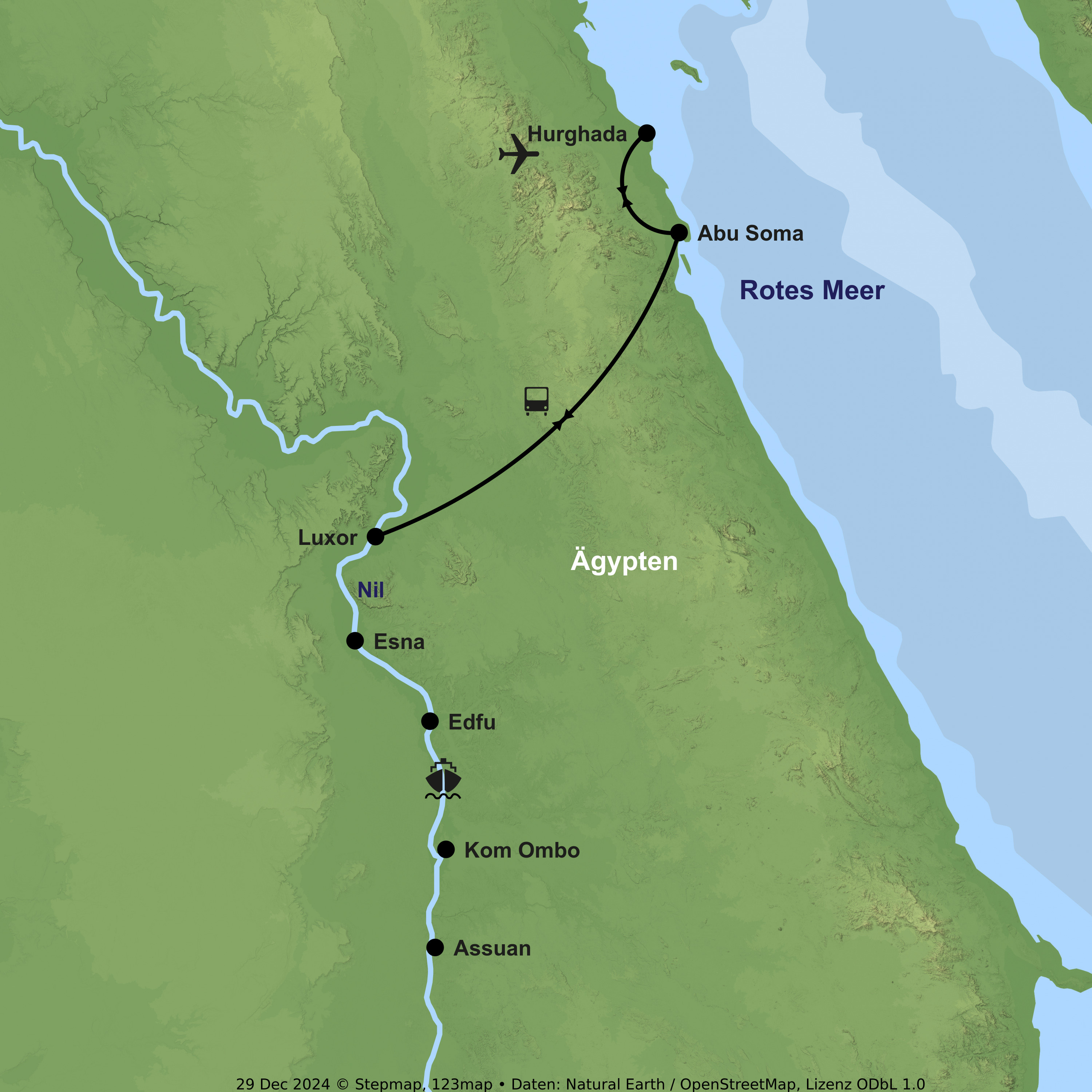 Nilkreuzfahrt ab/an Luxor & Baden in Abu Soma