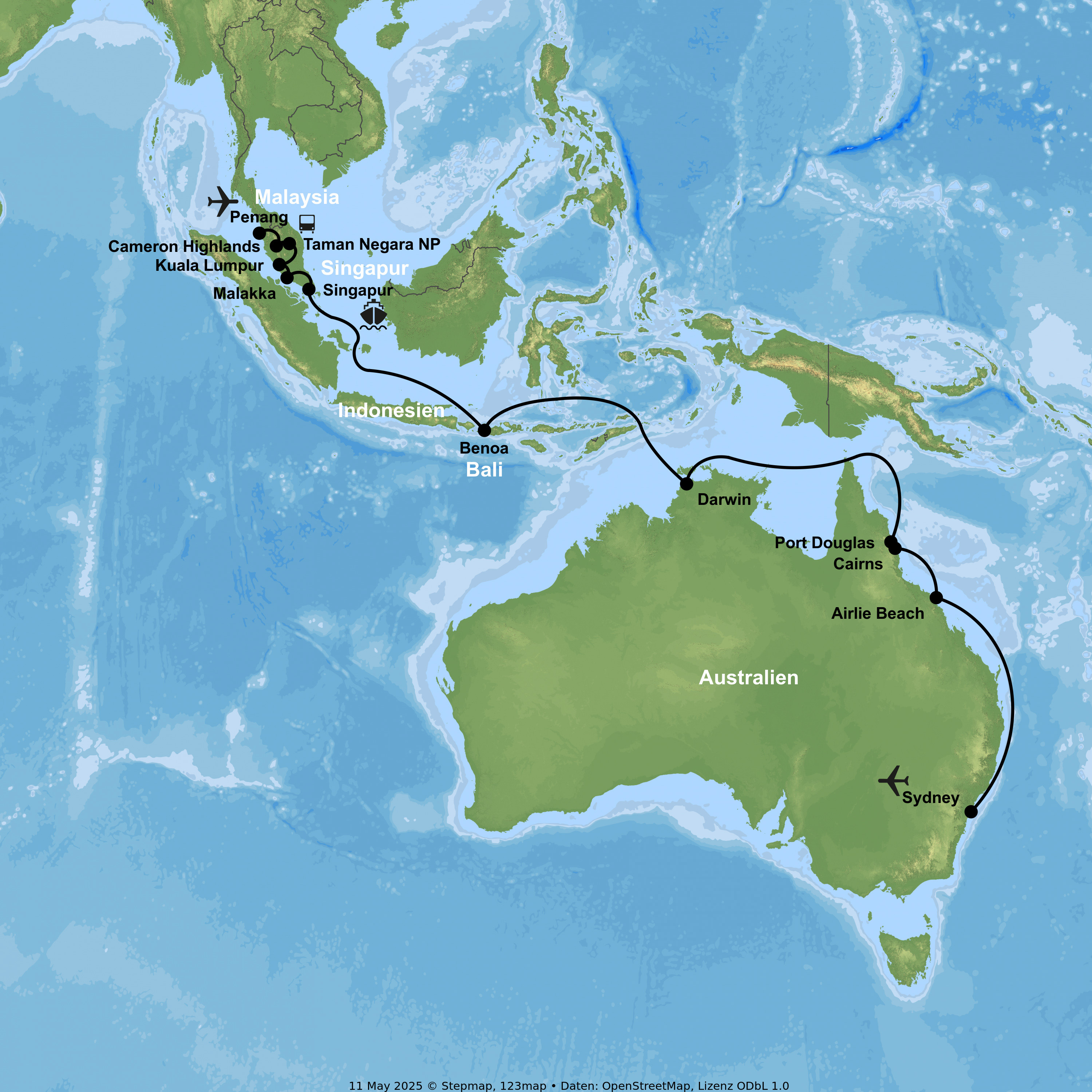 Kreuzfahrt mit der Celebrity Solstice von Singapur bis Sydney inkl. Malaysia-Rundreise von Penang bis Singapur
