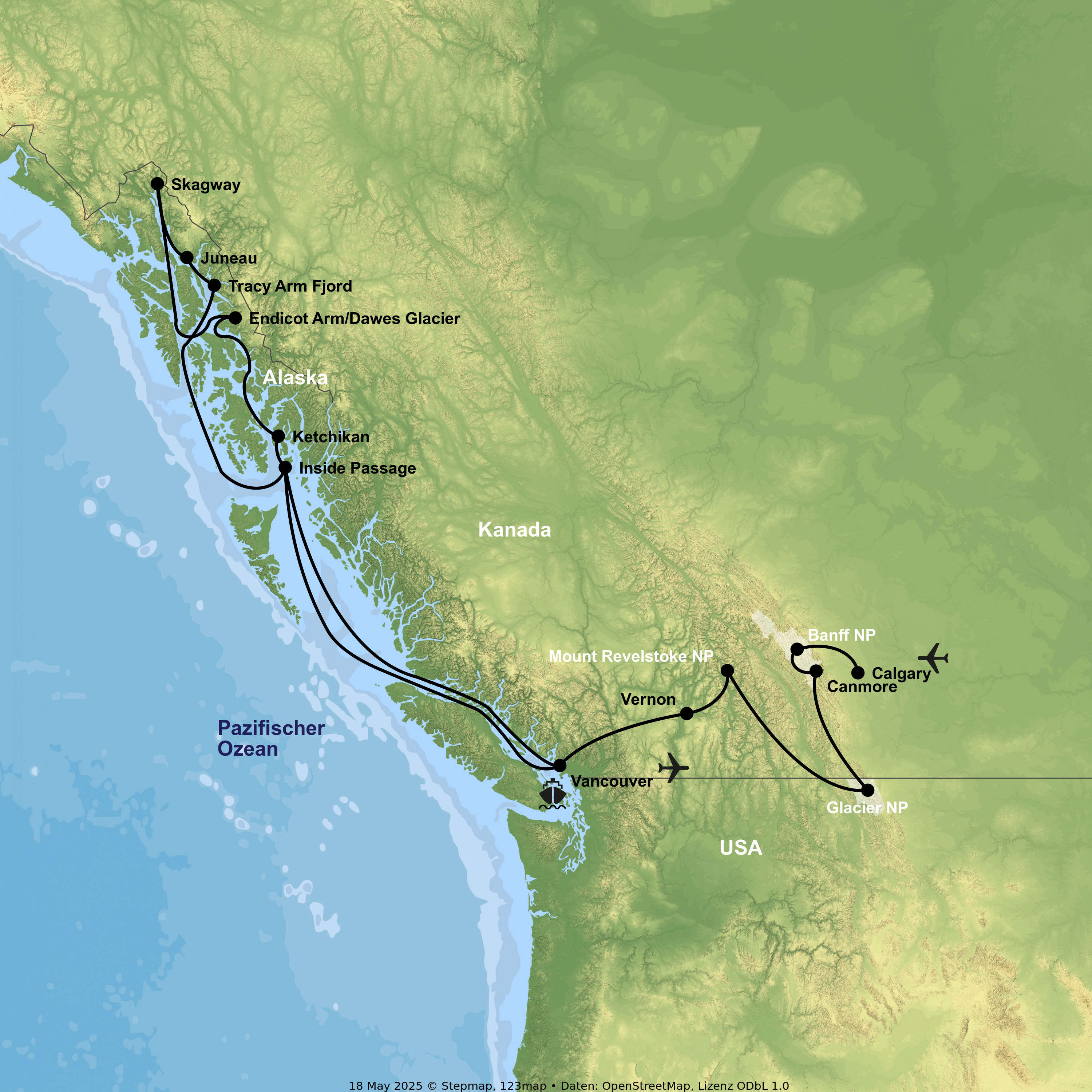 Rundreise von Calgary bis Vancouver & Alaska-Kreuzfahrt mit der Koningsdam