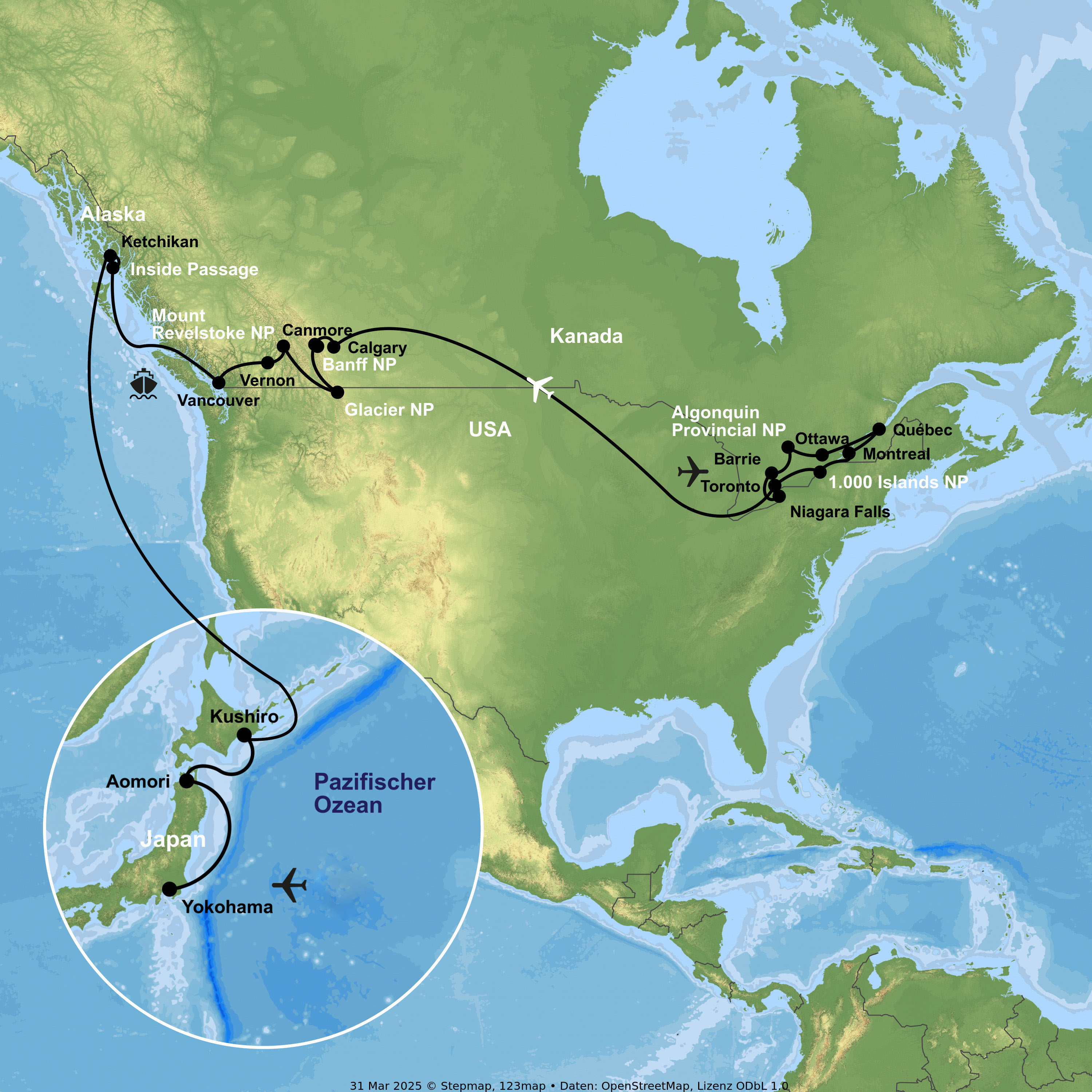 Rundreise von Toronto bis Vancouver & Kreuzfahrt ab Vancouver an Yokohama mit Westerdam