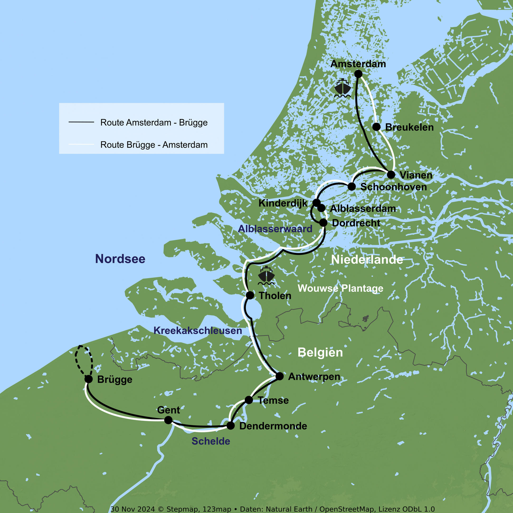 Flusskreuzfahrt per Rad & Schiff mit MS De Holland ab Amsterdam bis Brügge