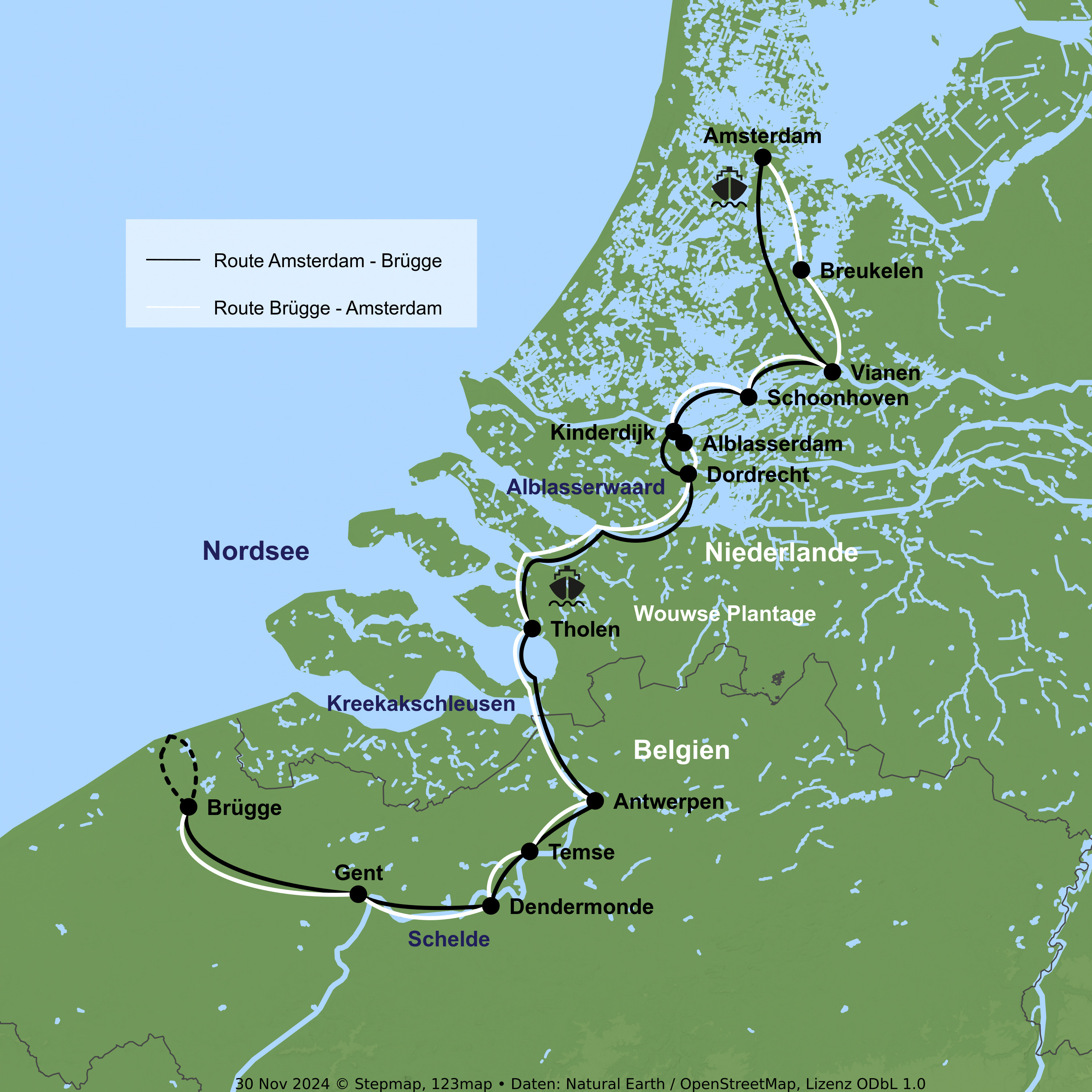 Flusskreuzfahrt per Rad & Schiff mit MS De Holland ab Brügge bis Amsterdam