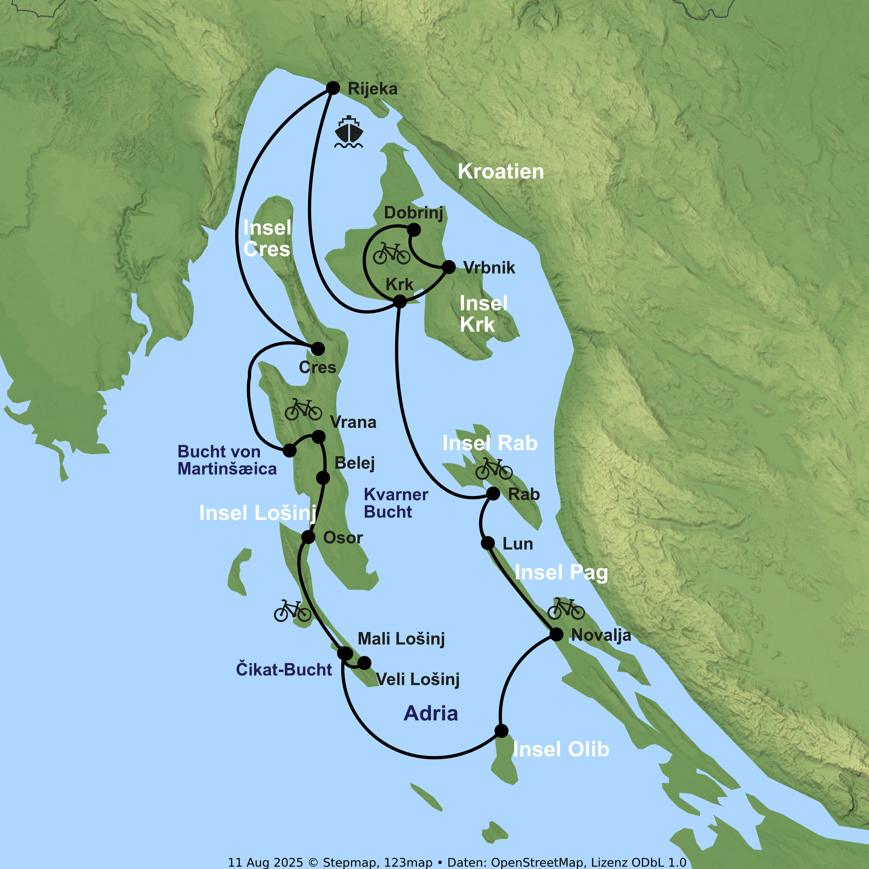 Blaue Reise per Rad & Motorsegler ab/an Rijeka