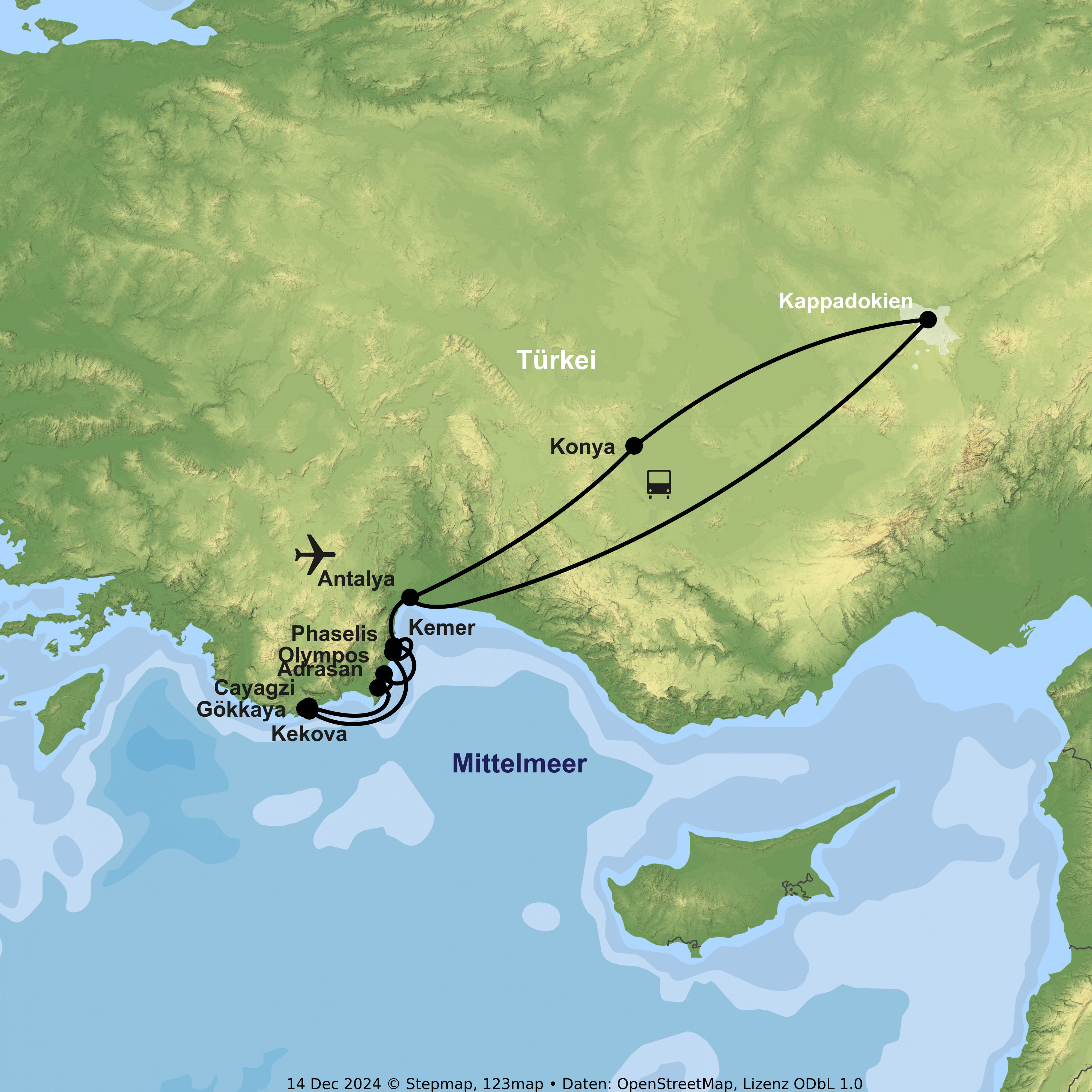 Rundreise Kappadokien & Kreuzfahrt mit einem Motorsegler ab/an Kemer