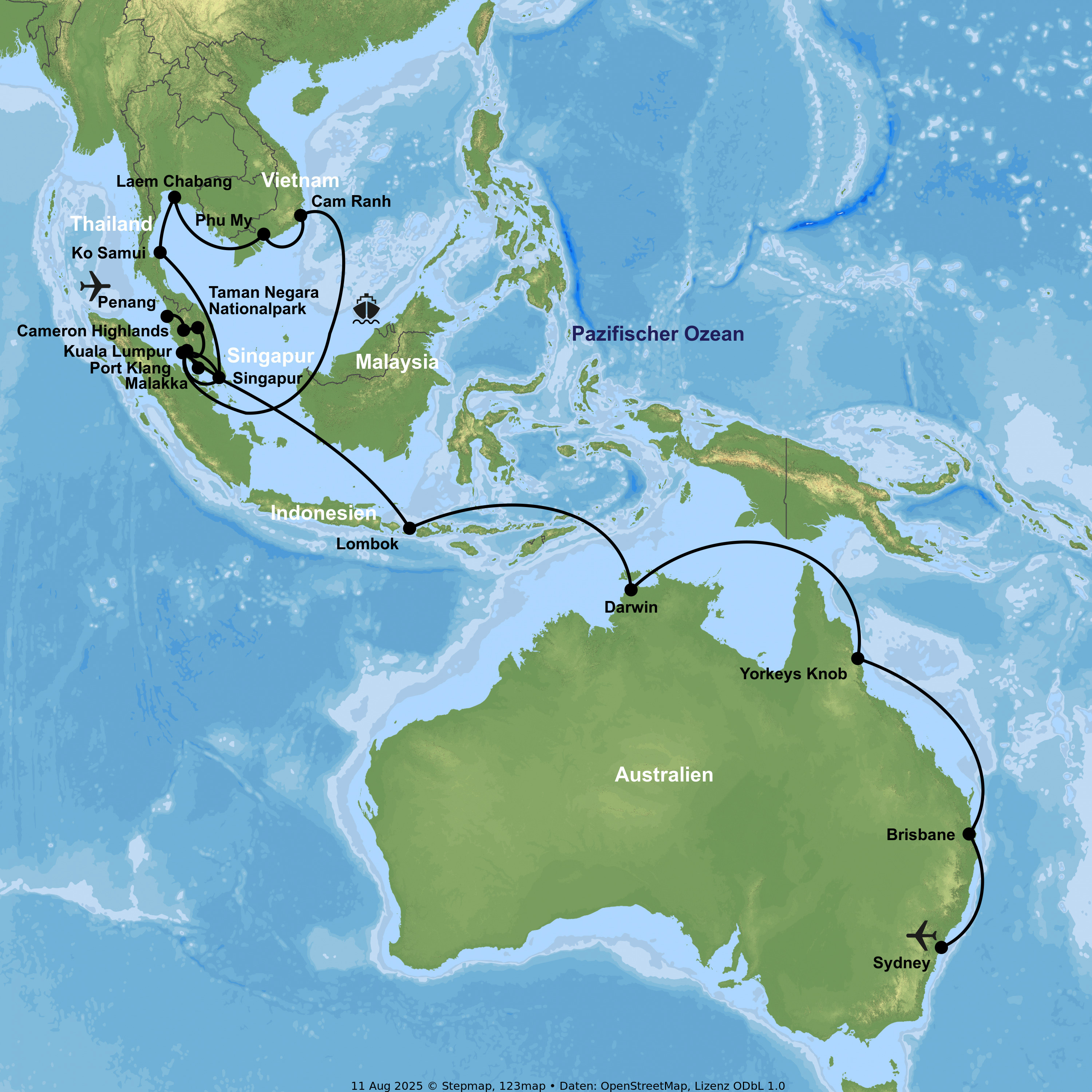 Kreuzfahrt mit der Royal Princess von Singapur bis Sydney inkl. Malaysia-Rundreise