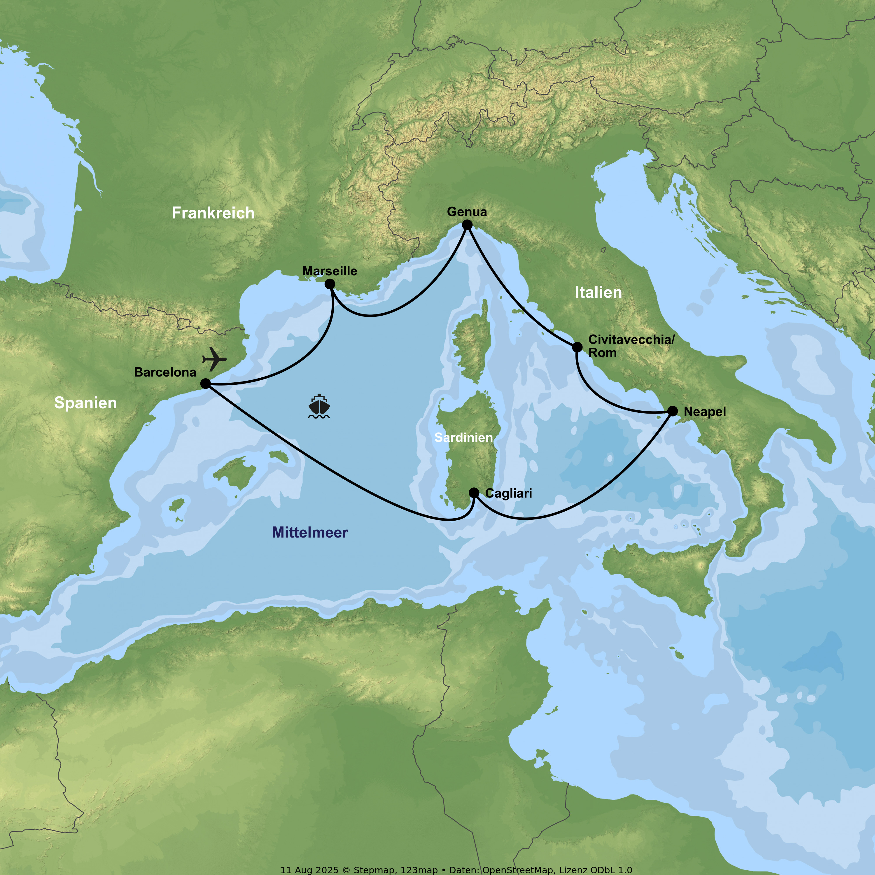 Kreuzfahrt mit Costa Toscana ab/an Barcelona