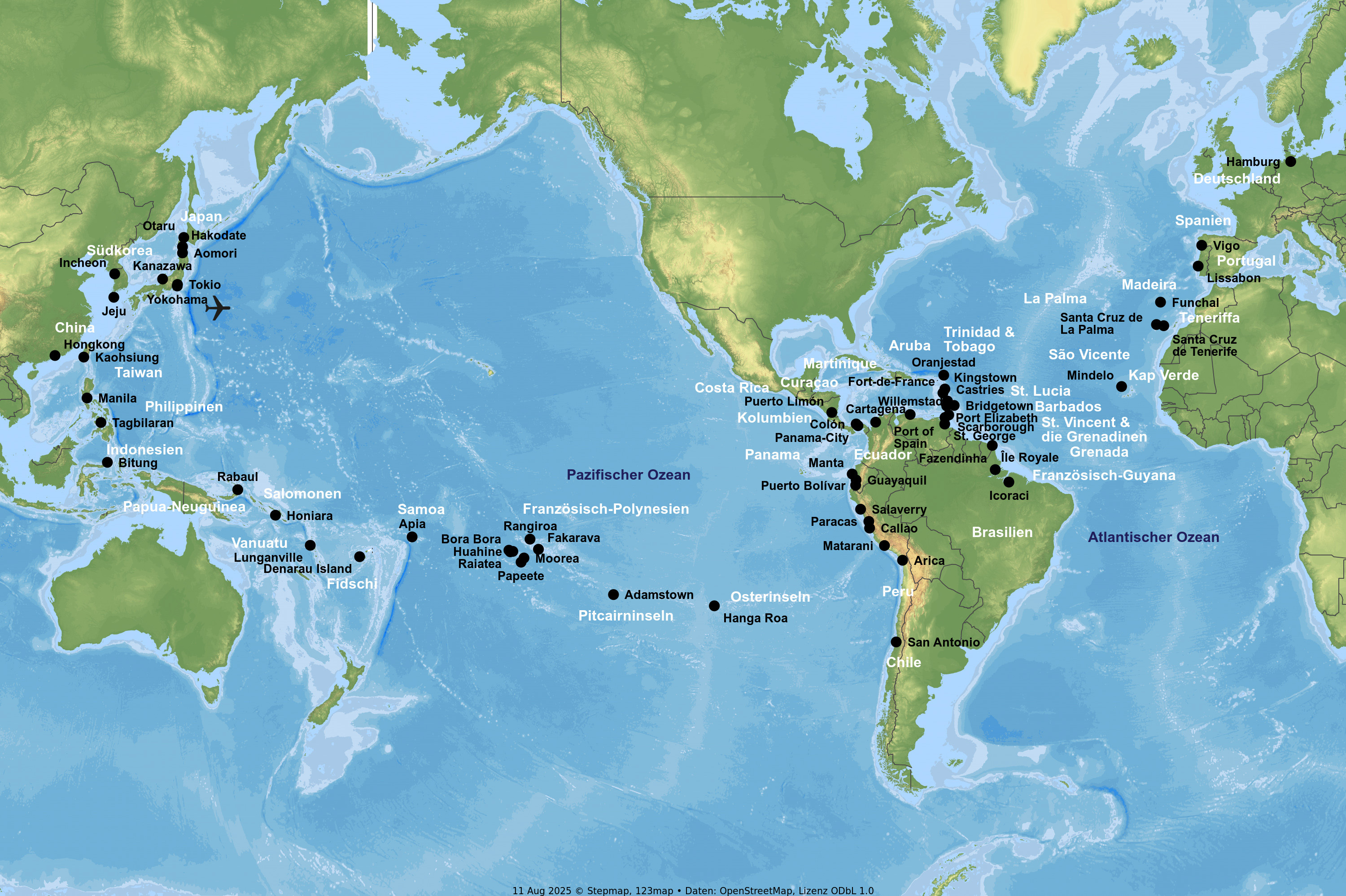 mit der VASCO DA GAMA von Hamburg bis Yokohama