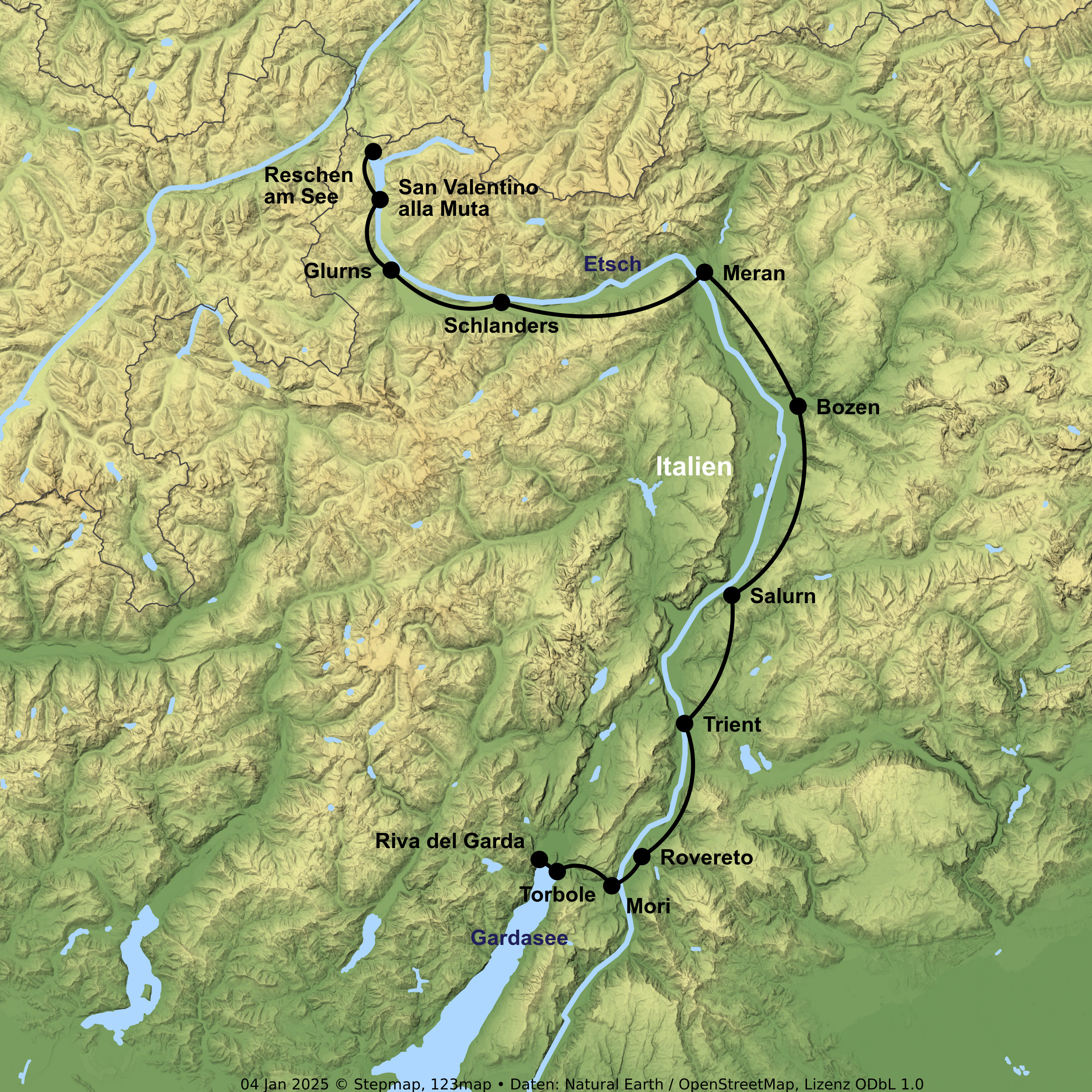 Radreise vom Reschensee bis zum Gardasee