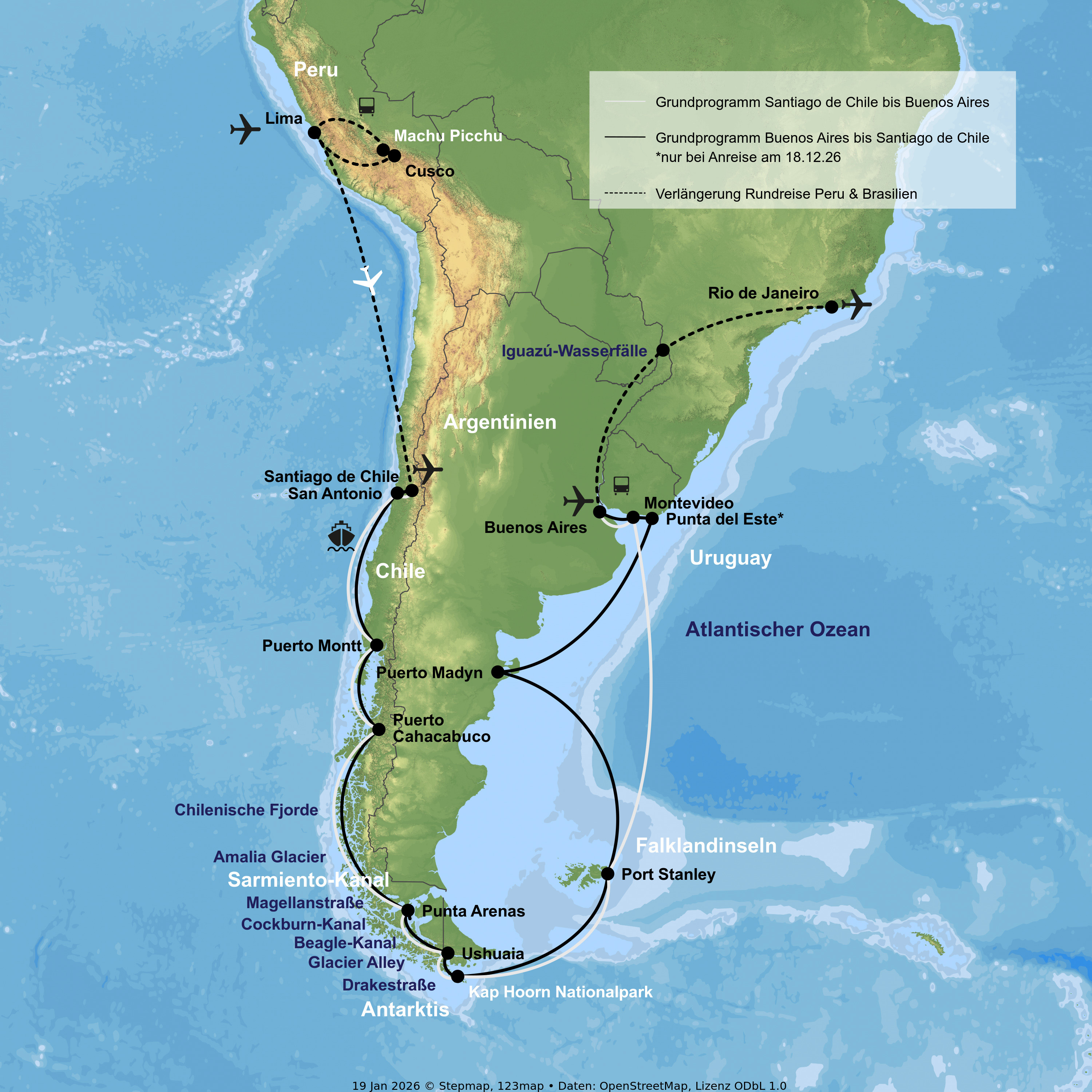 Kreuzfahrt mit Oosterdam ab Buenos Aires/Santiago de Chile an Santiago de Chile/Buenos Aires