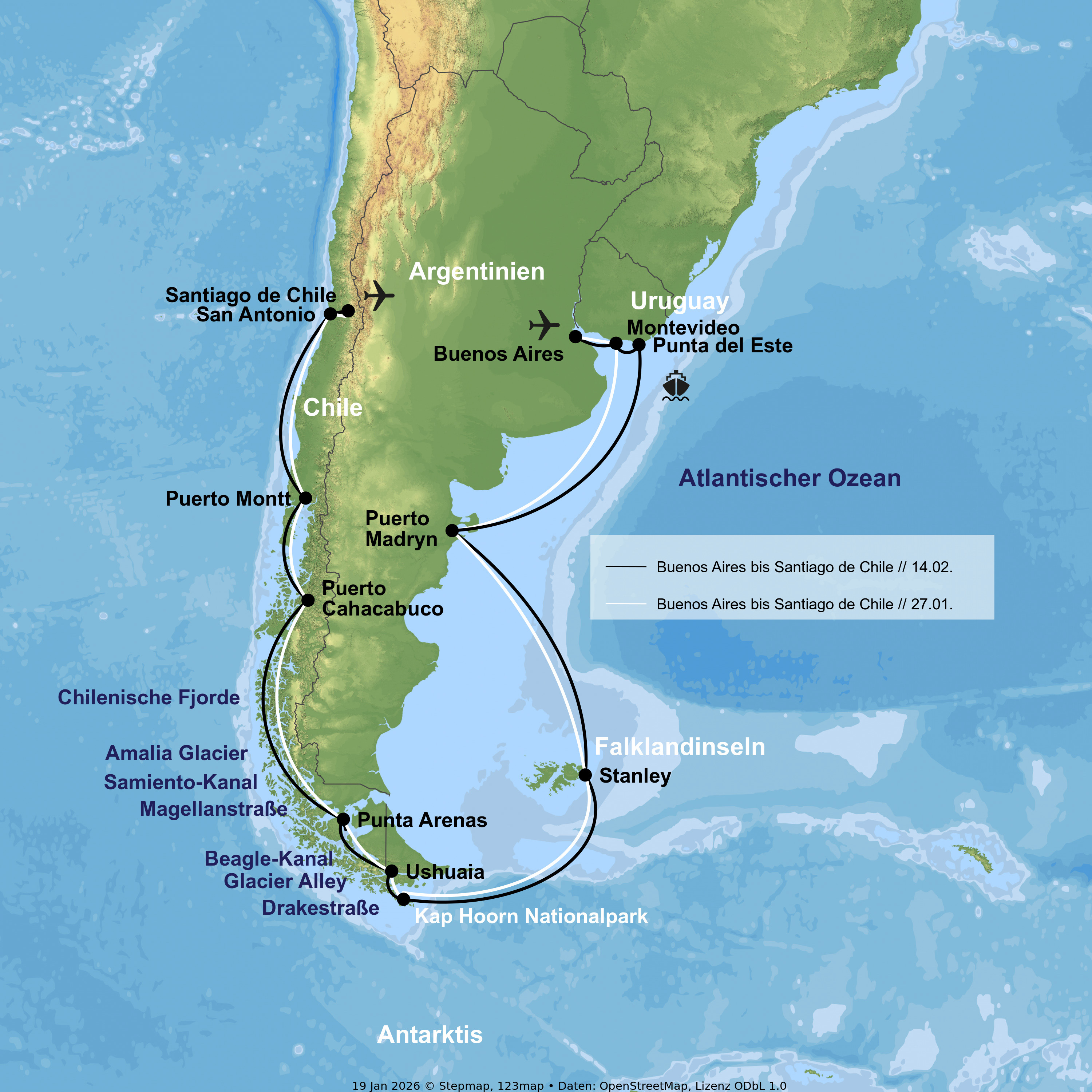 Kreuzfahrt mit Oosterdam von Buenos Aires bis Santiago de Chile