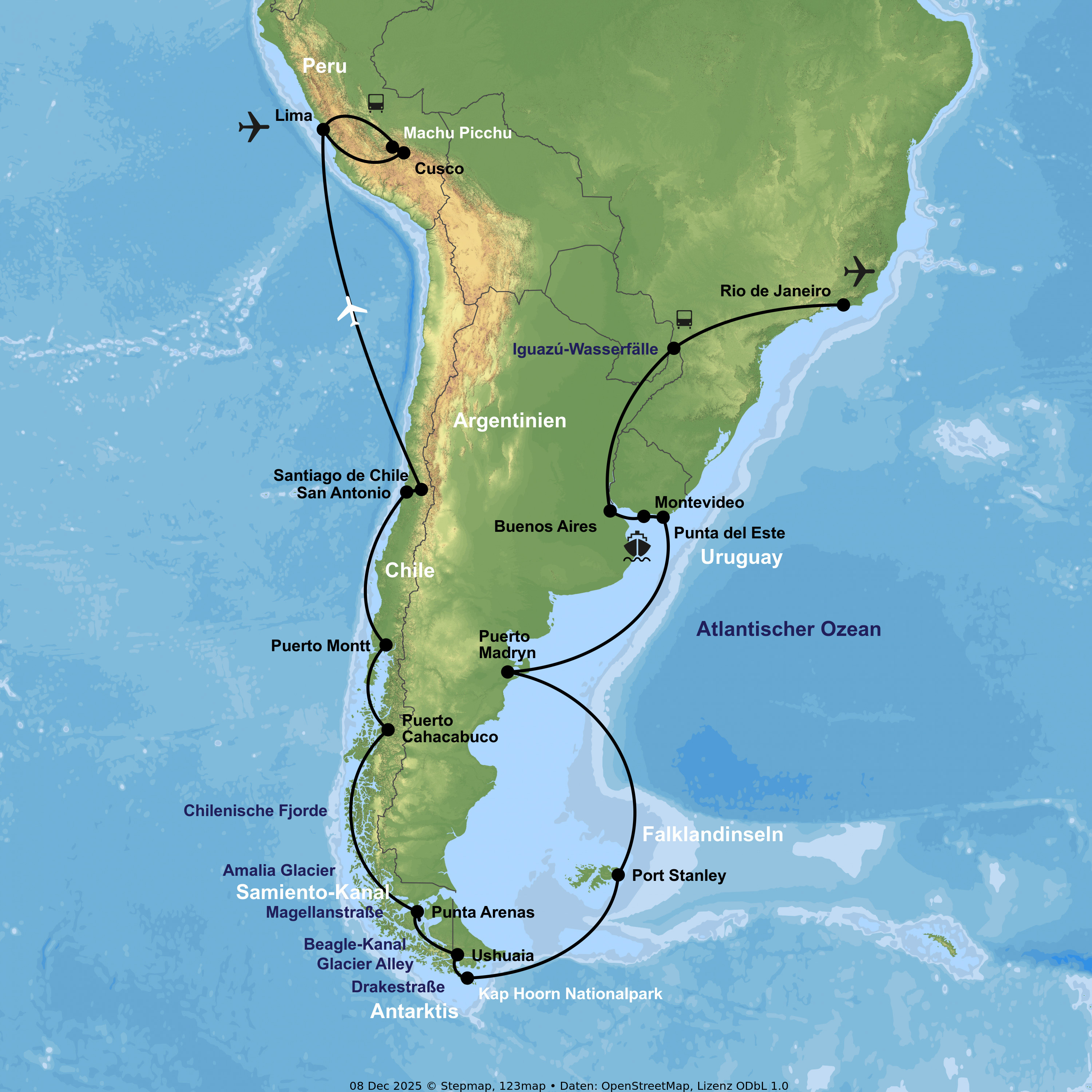 Brasilien-Rundreise inkl. Kreuzfahrt mit Oosterdam ab Buenos Aires an Santiago de Chile & Peru-Rundreise