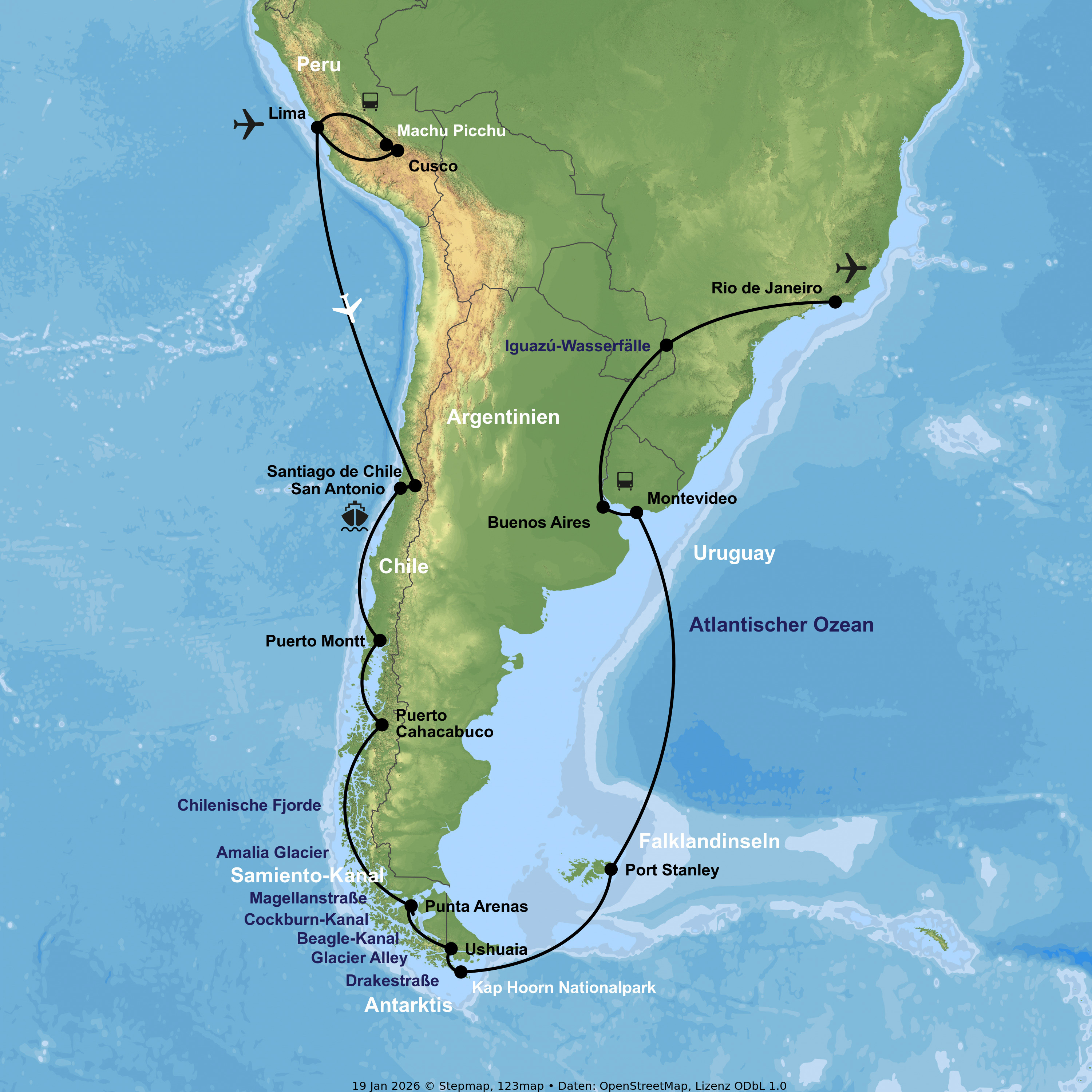 Kreuzfahrt mit Oosterdam von Santiago de Chile bis Buenos Aires inkl. Peru- und Brasilien-Rundreise