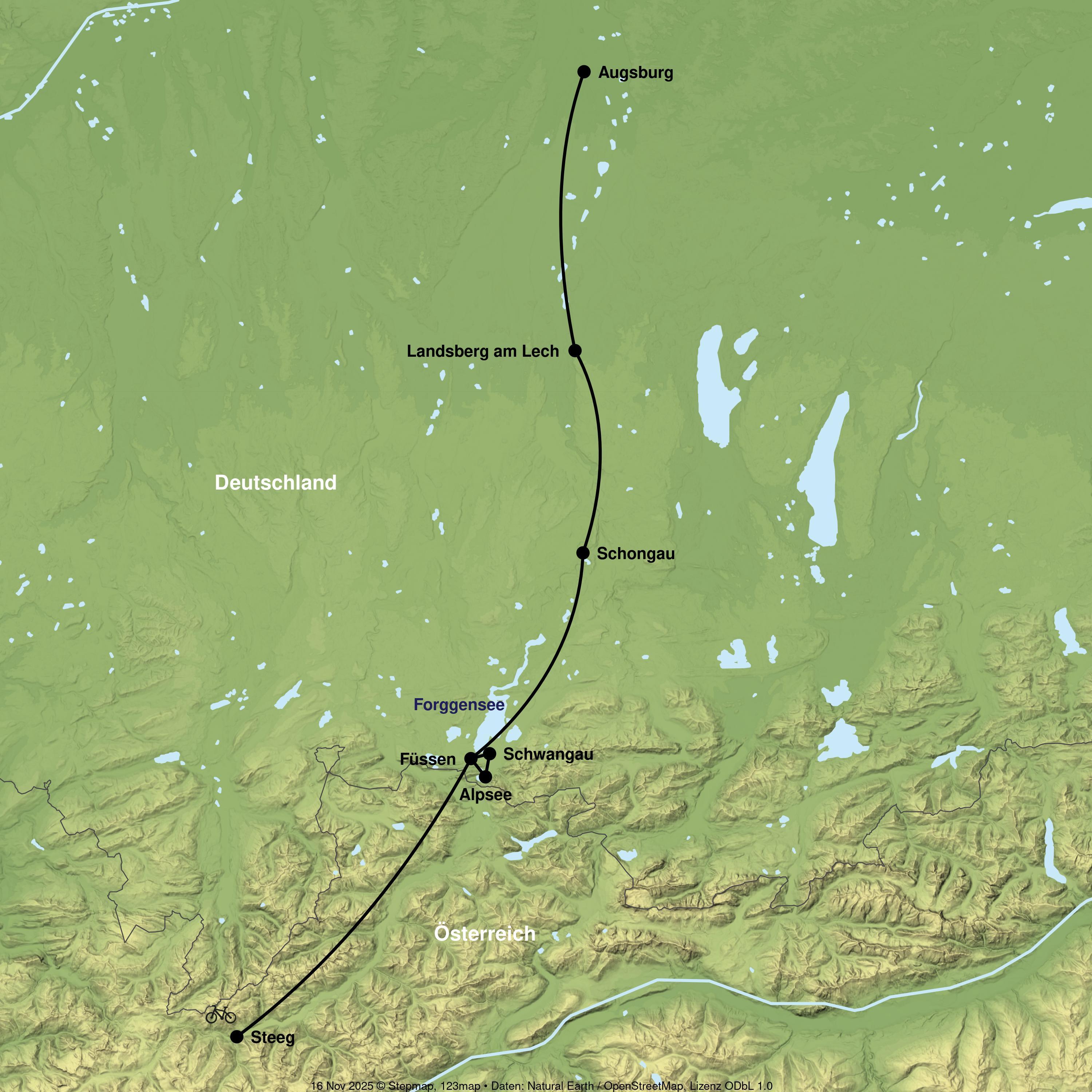 Radreise von Steeg am Arlberg bis Augsburg