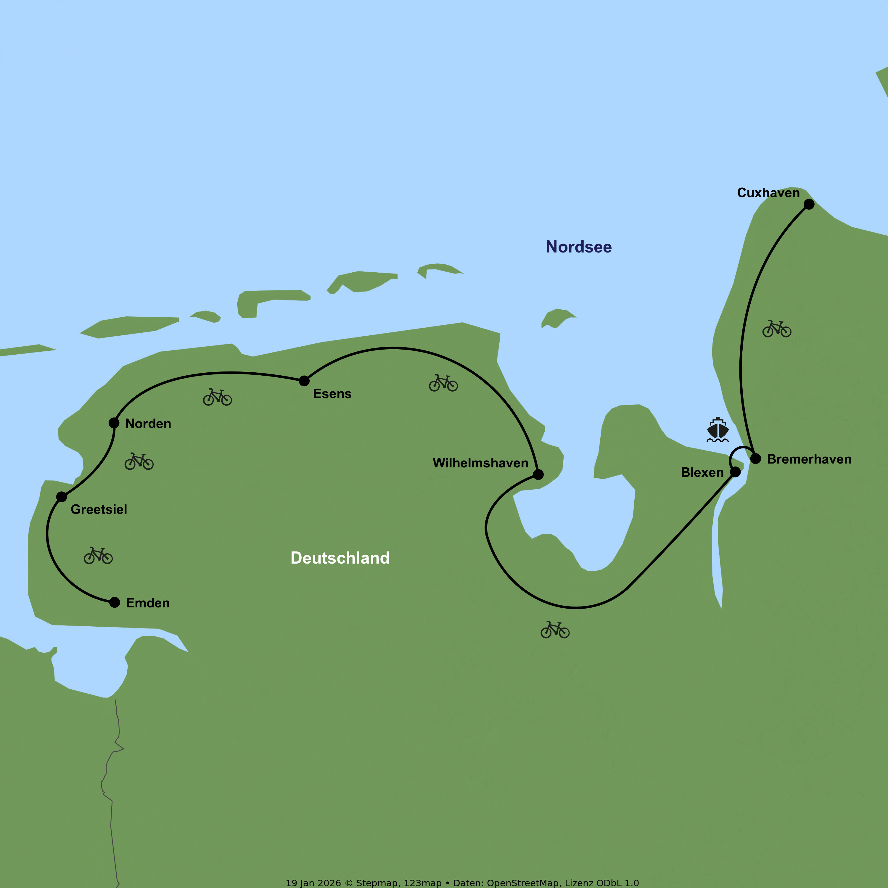 Radreise von Emden bis Cuxhaven