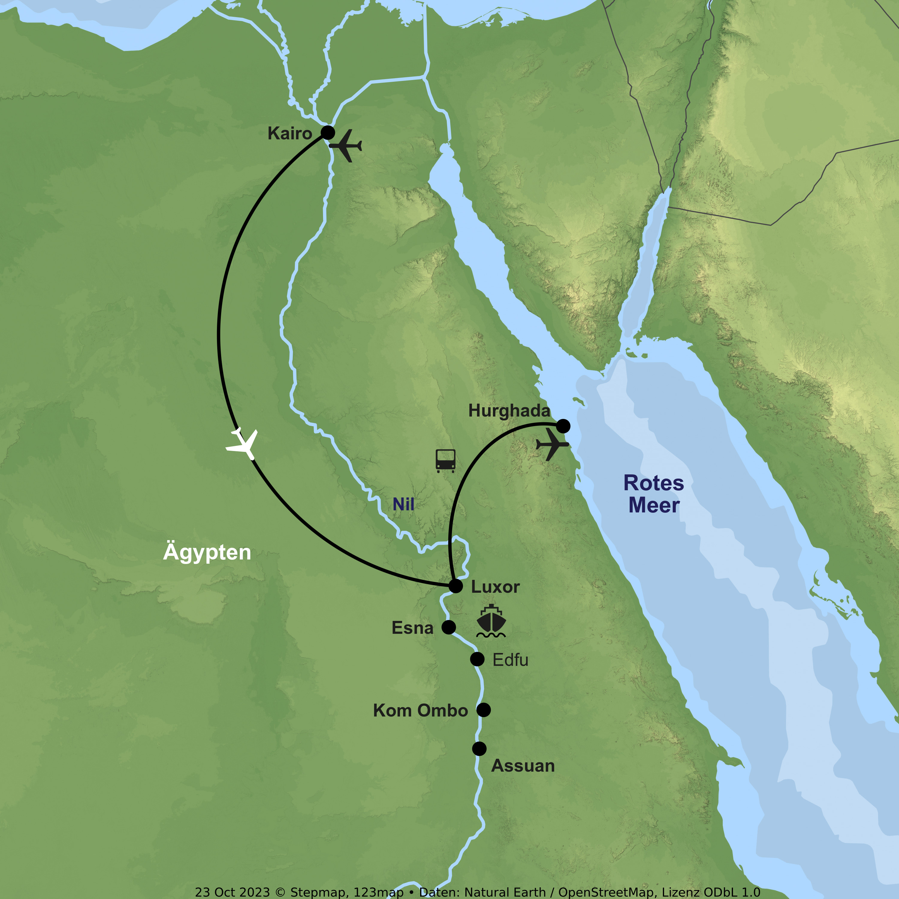 Kairo mit Pyramiden, Nilkreuzfahrt ab/an Luxor & Baden in Hurghada