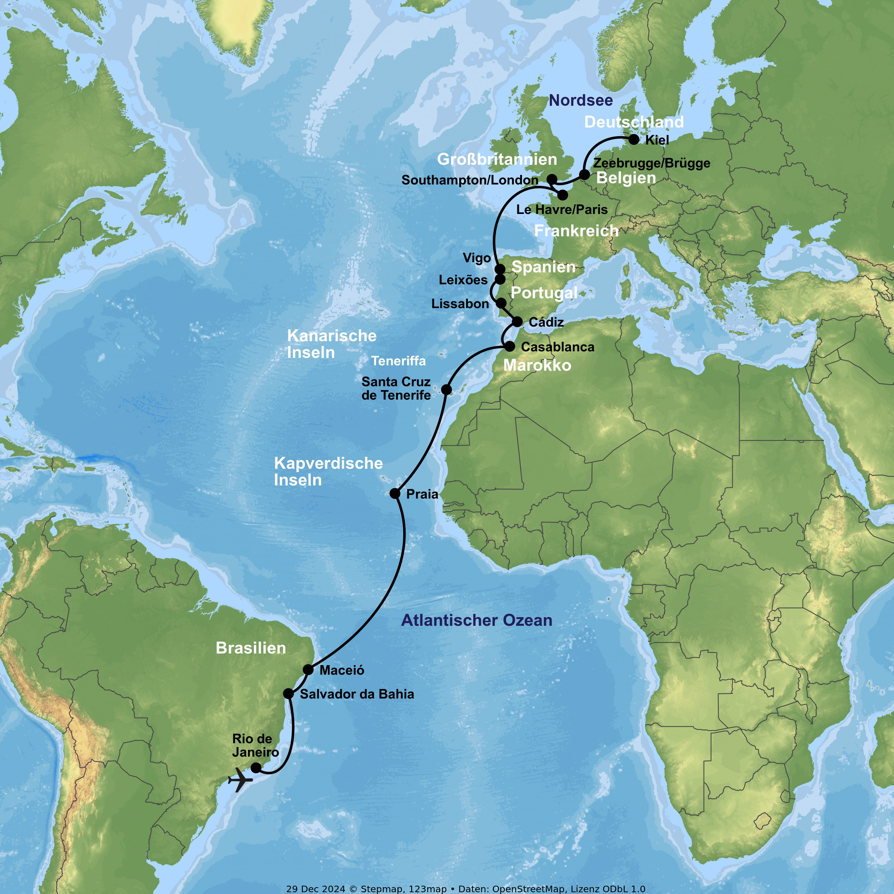Kreuzfahrt mit Costa Diadema von Rio de Janeiro bis Kiel inkl. Hinflug