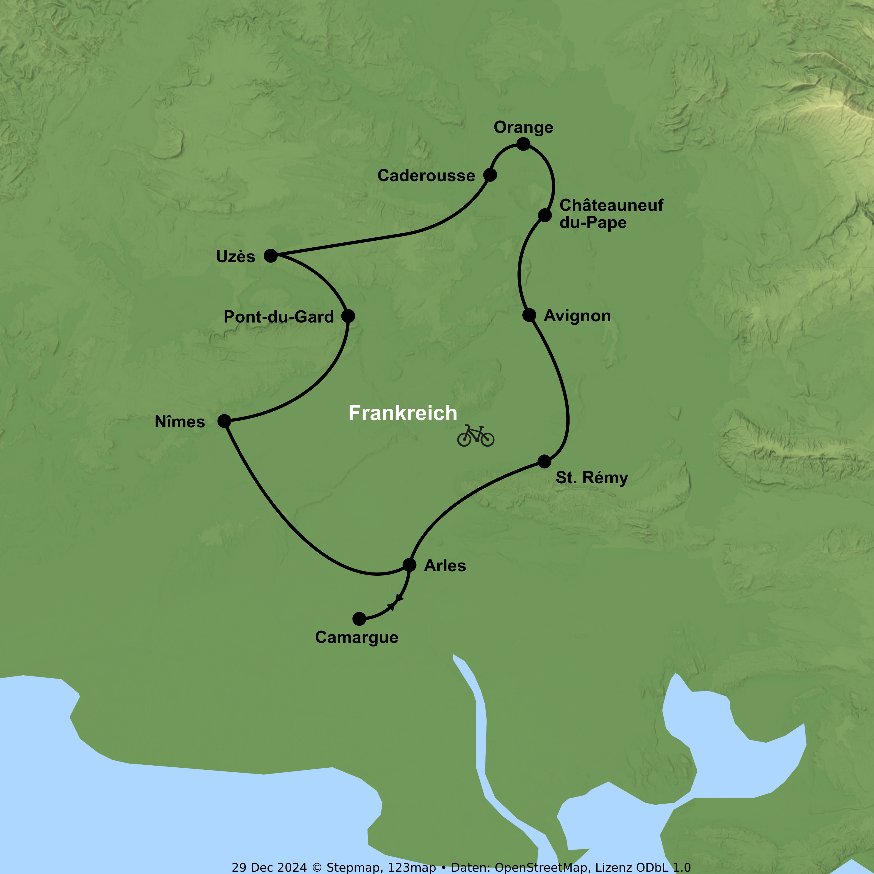 Radreise ab/an Orange