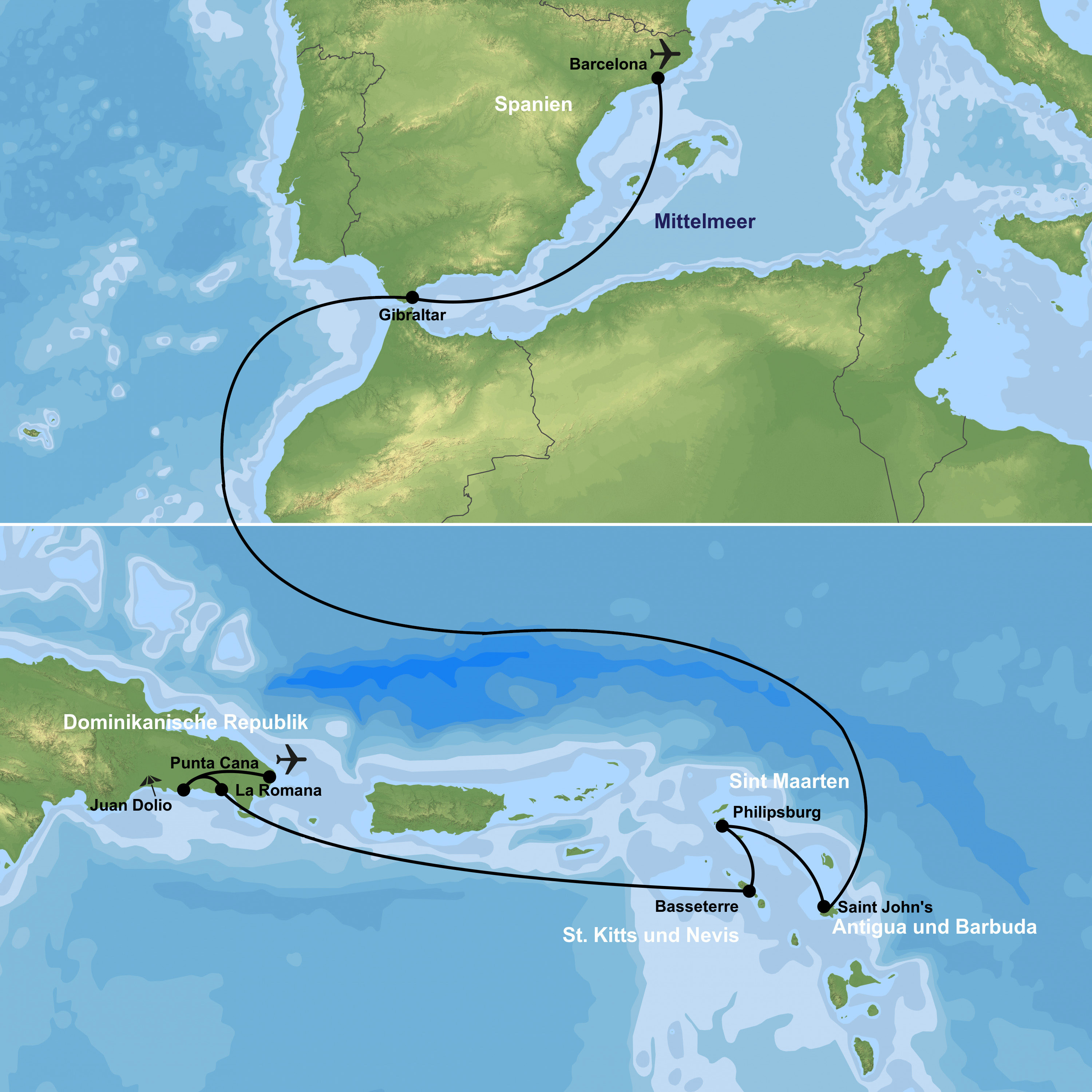 Kreuzfahrt mit der MSC Opera von Barcelona bis La Romana inkl. Badeaufenthalt in Juan Dolio
