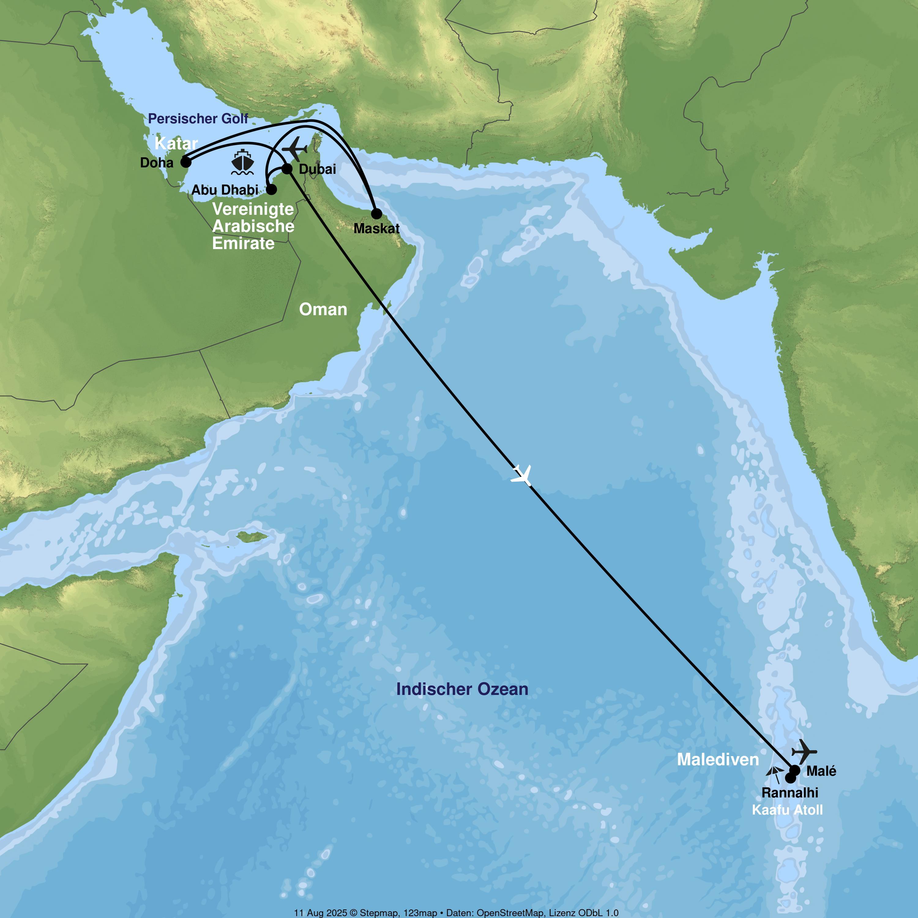 Kreuzfahrt mit Mein Schiff Flow ab/an Dubai inkl. Badeaufenthalt auf den Malediven