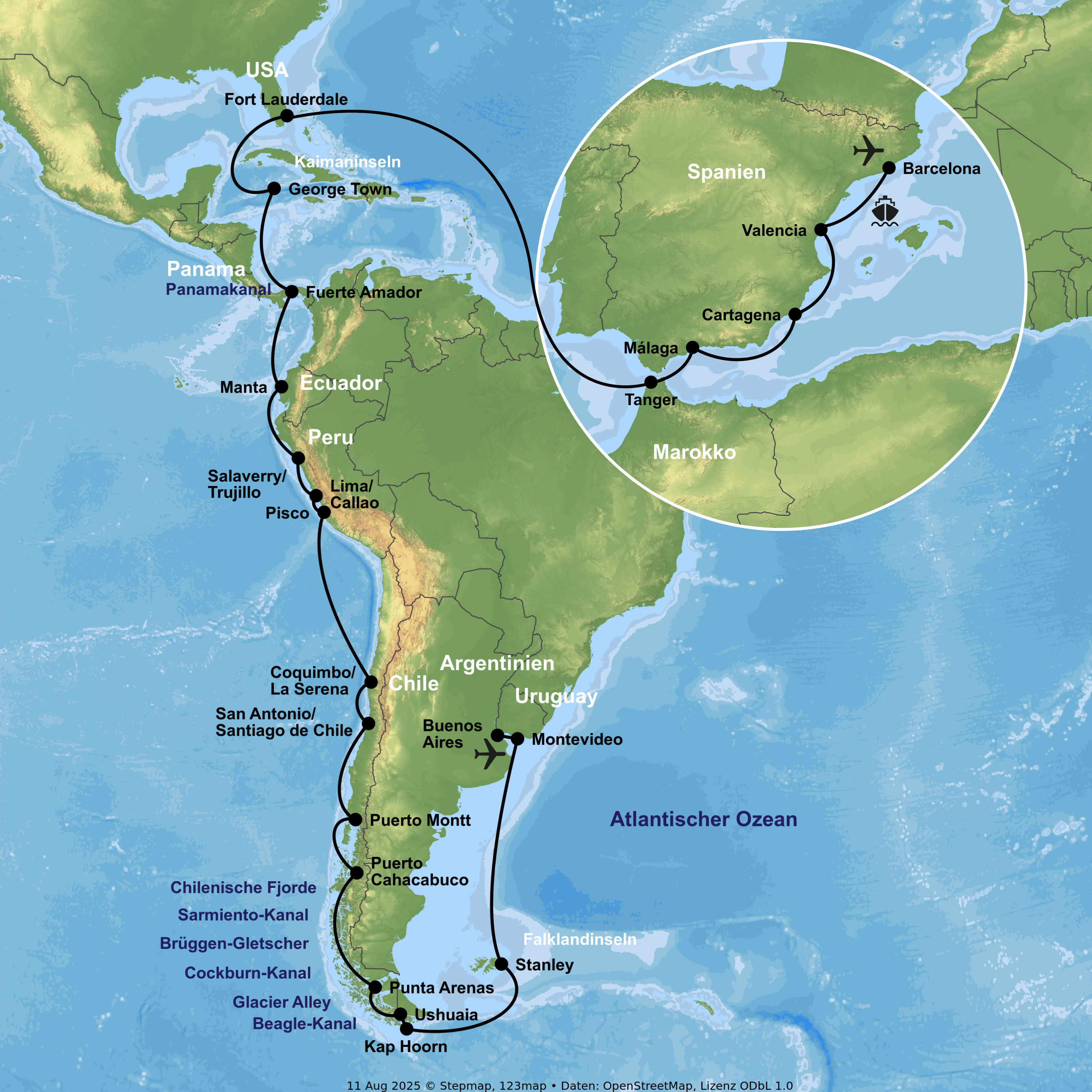 Kreuzfahrt mit Oosterdam von Buenos Aires bis Barcelona