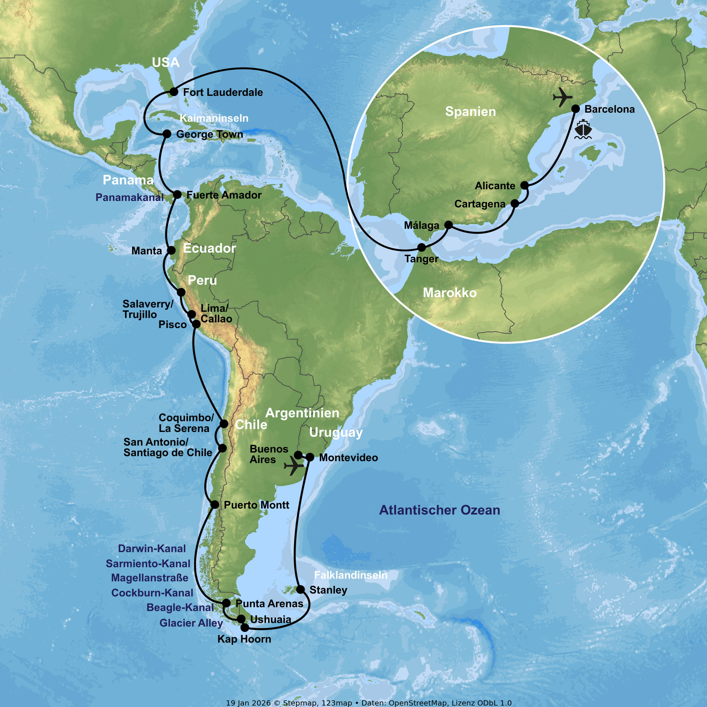 Kreuzfahrt mit Oosterdam von Buenos Aires bis Barcelona