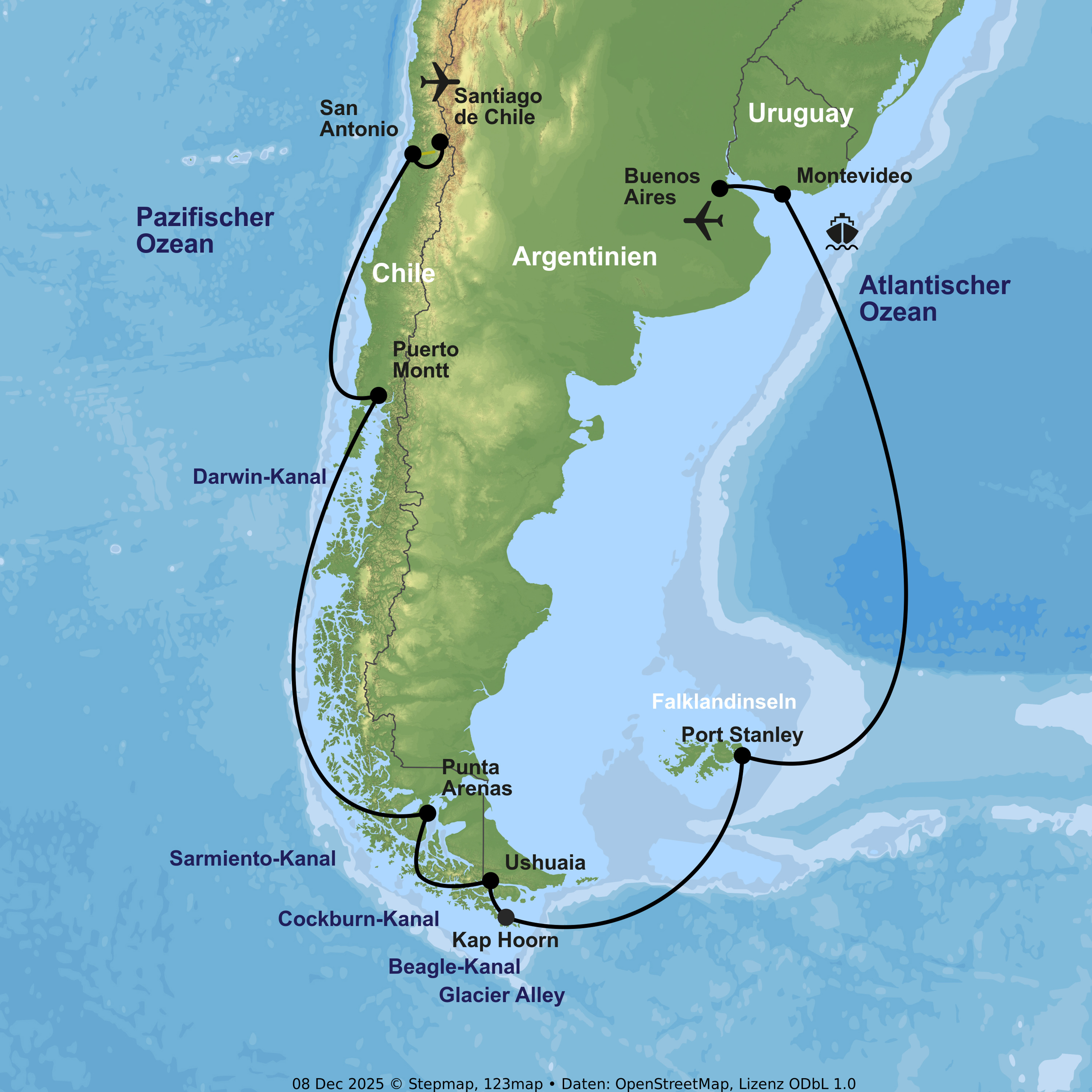 Kreuzfahrt mit Oosterdam ab Buenos Aires an Santiago de Chile