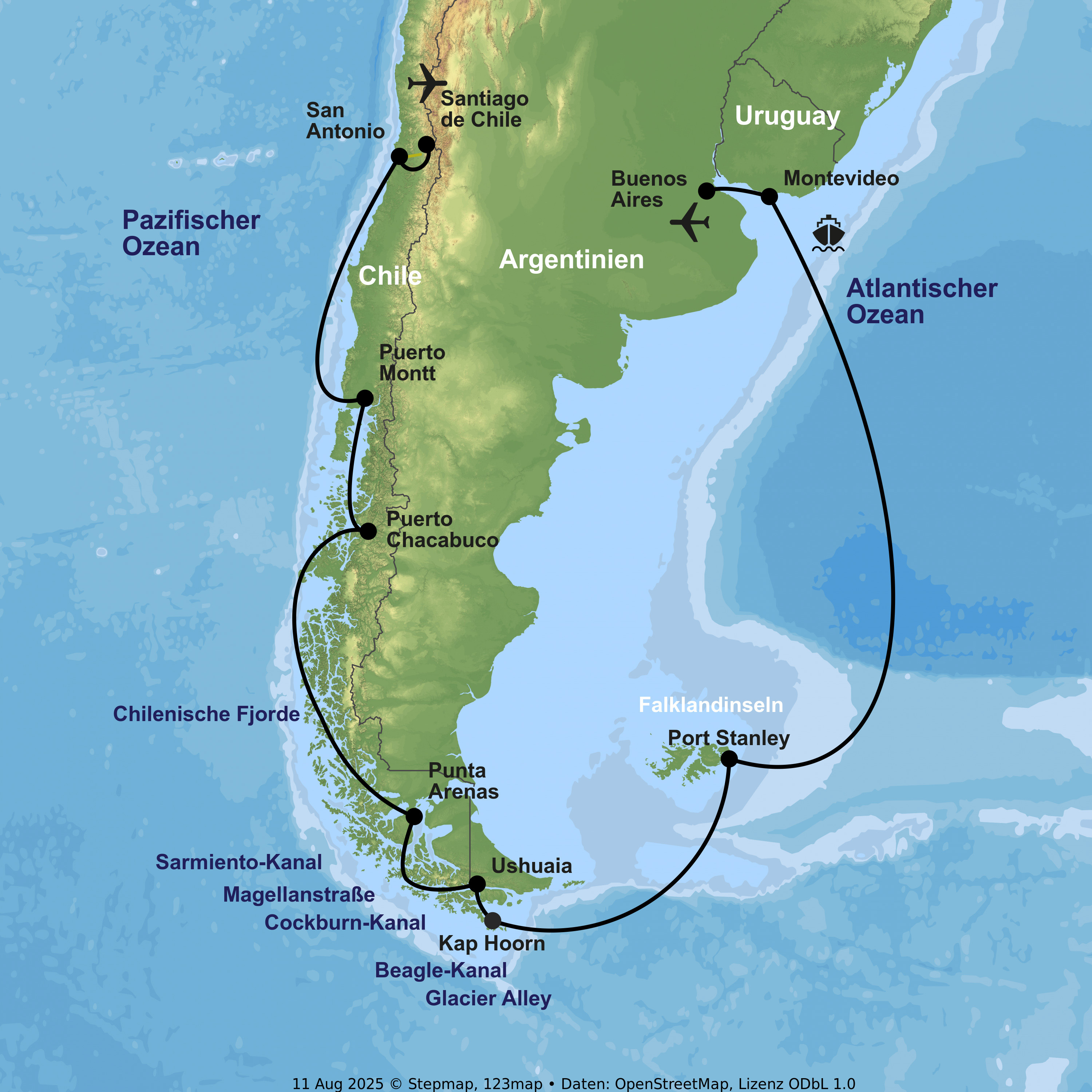 Kreuzfahrt mit Oosterdam ab Santiago de Chile an Buenos Aires
