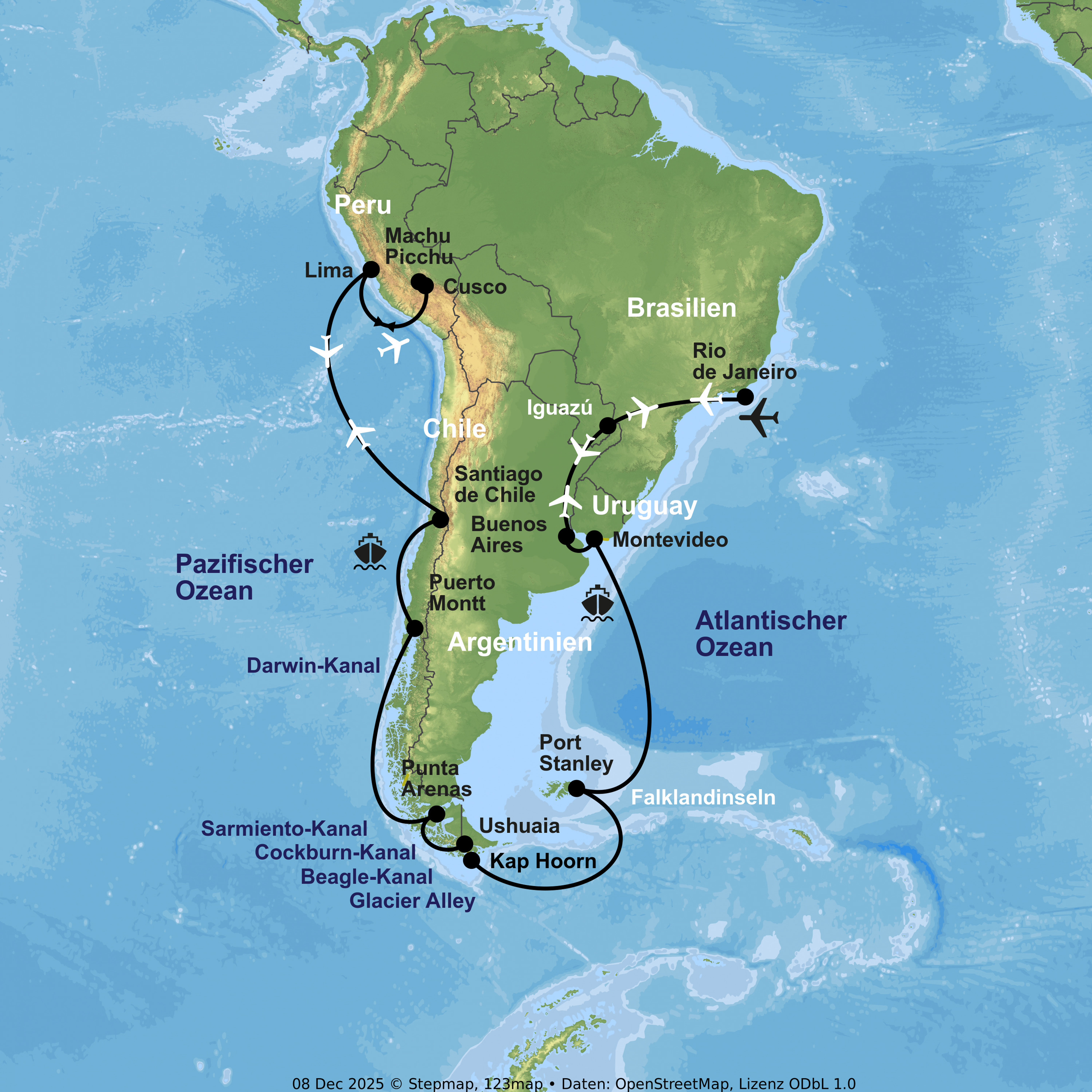 Kreuzfahrt mit Oosterdam ab Buenos Aires an Santiago de Chile inkl. Brasilien- & Peru-Rundreise