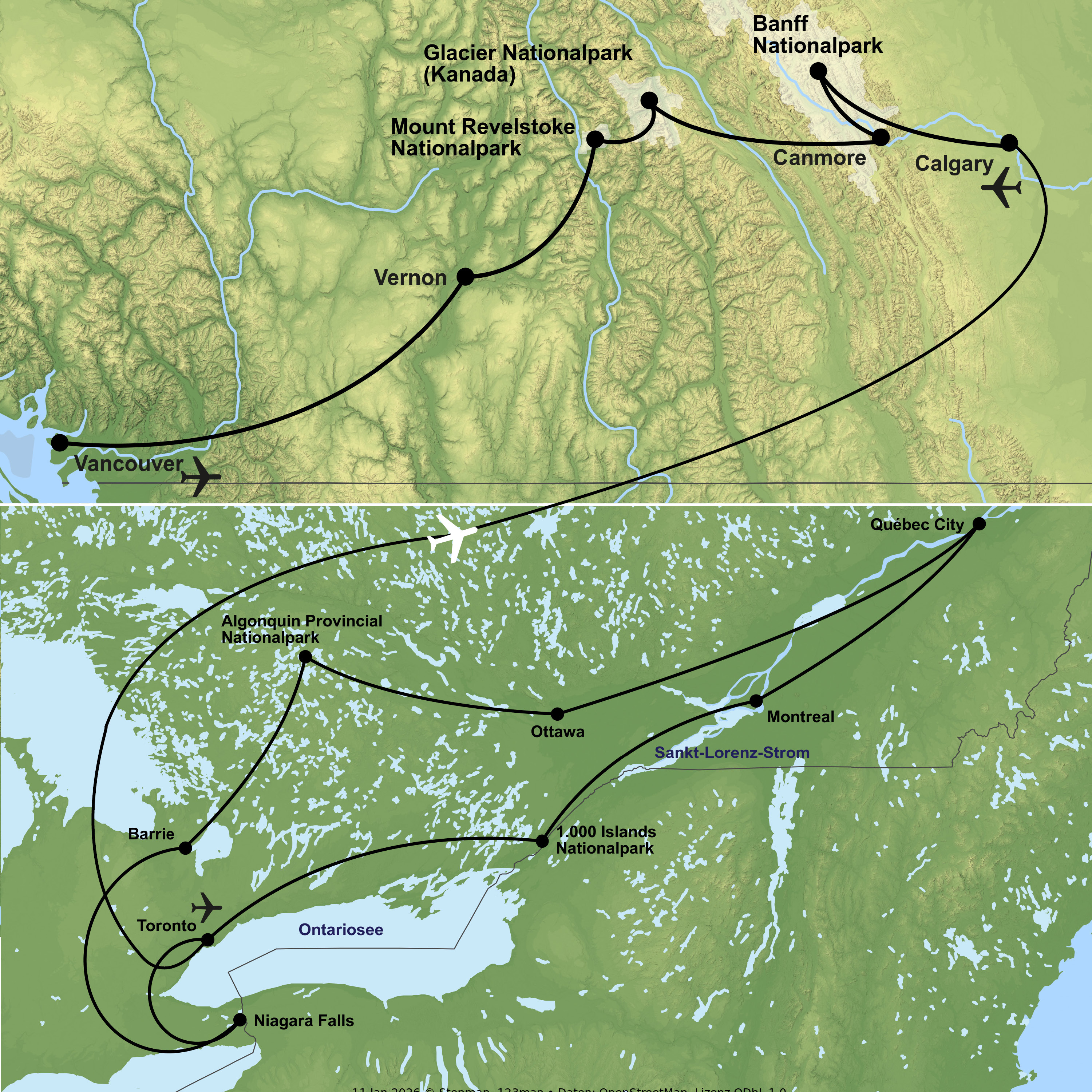 Zwischen Metropolen, Wildnis und großer Weite