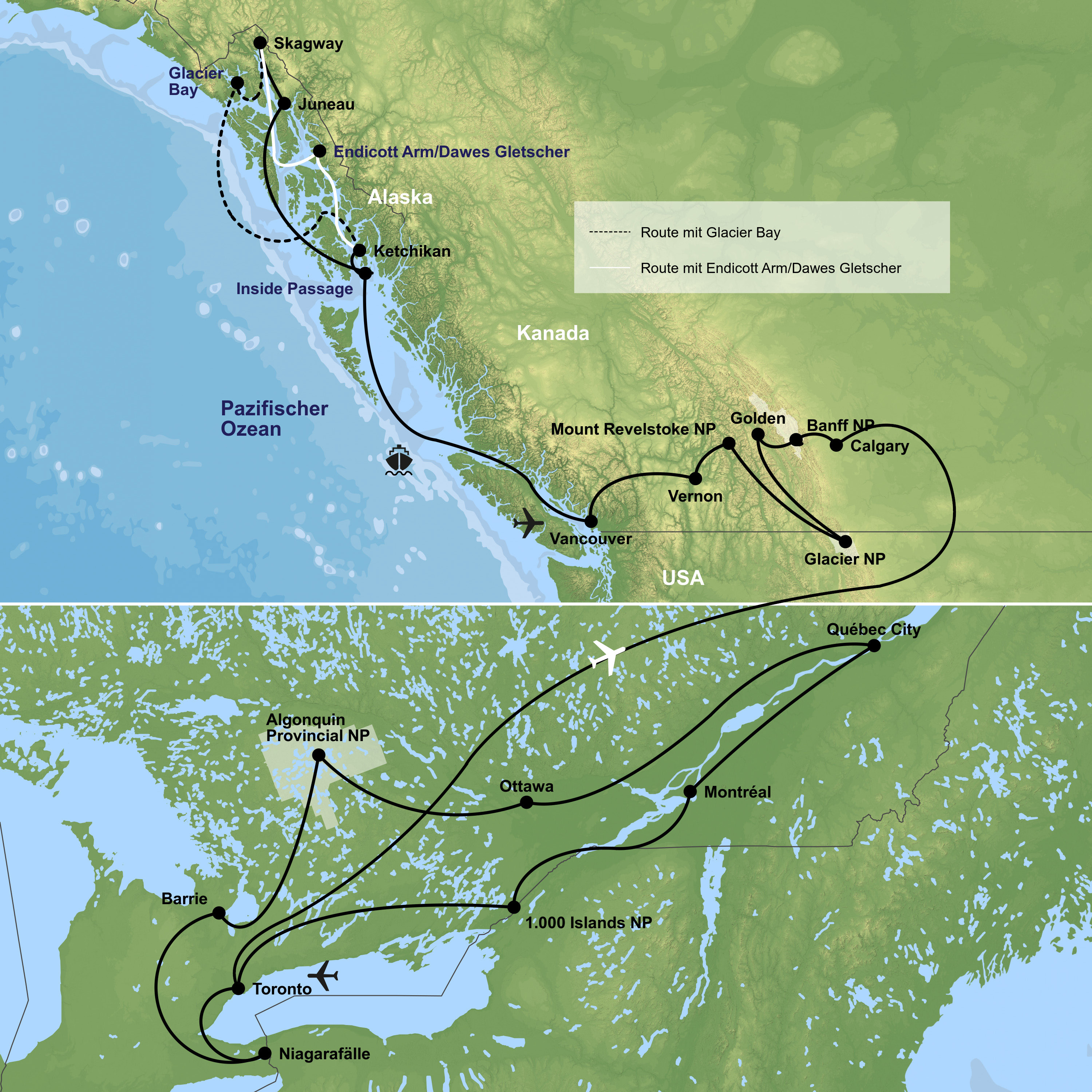 Rundreise von Toronto bis Vancouver & Kreuzfahrt mit Koningsdam ab/an Vancouver
