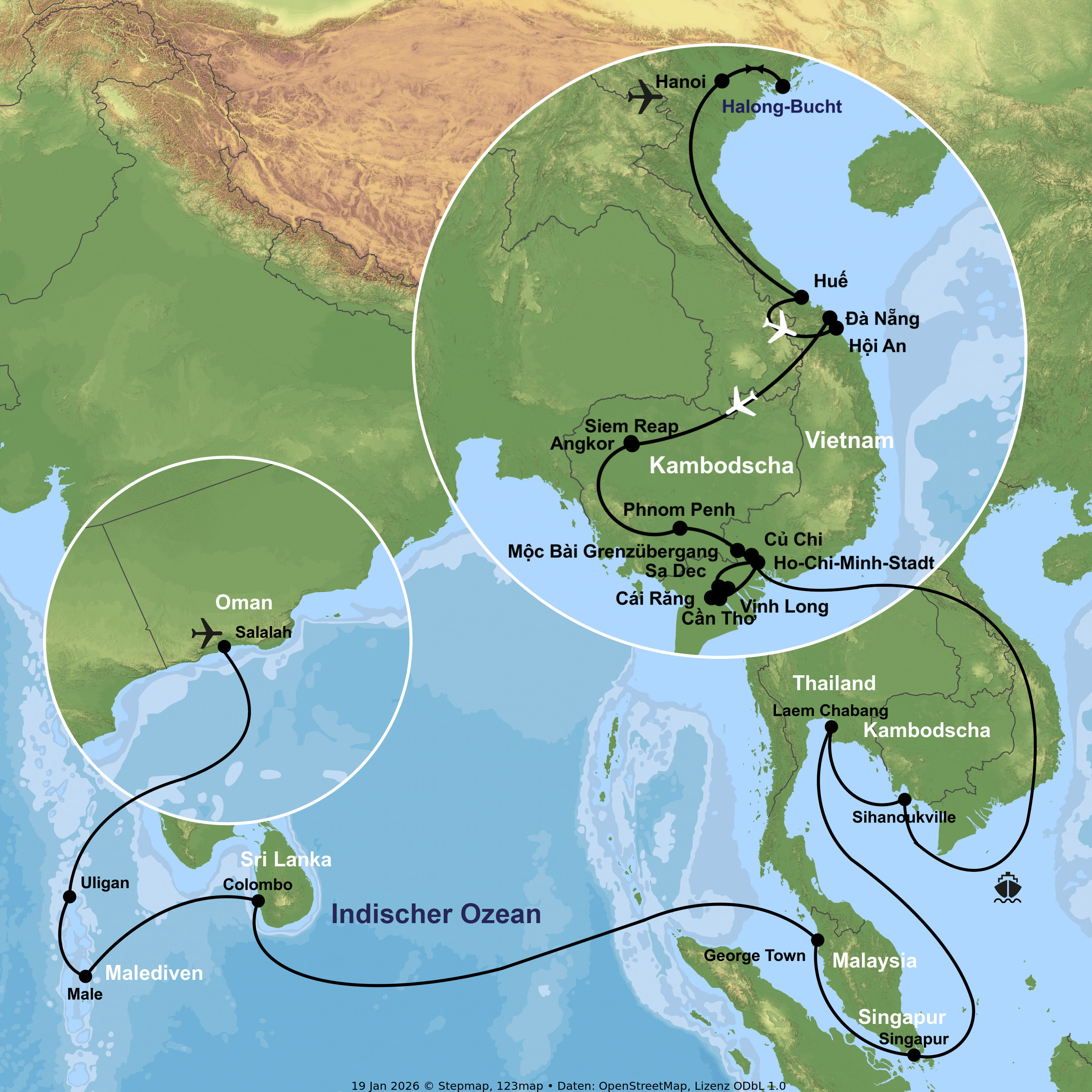 Kreuzfahrt mit der VASCO DA GAMA von Ho-Chi-Minh bis Salalah inkl. Vietnam- & Kambodscha-Rundreise und Baden im Oman