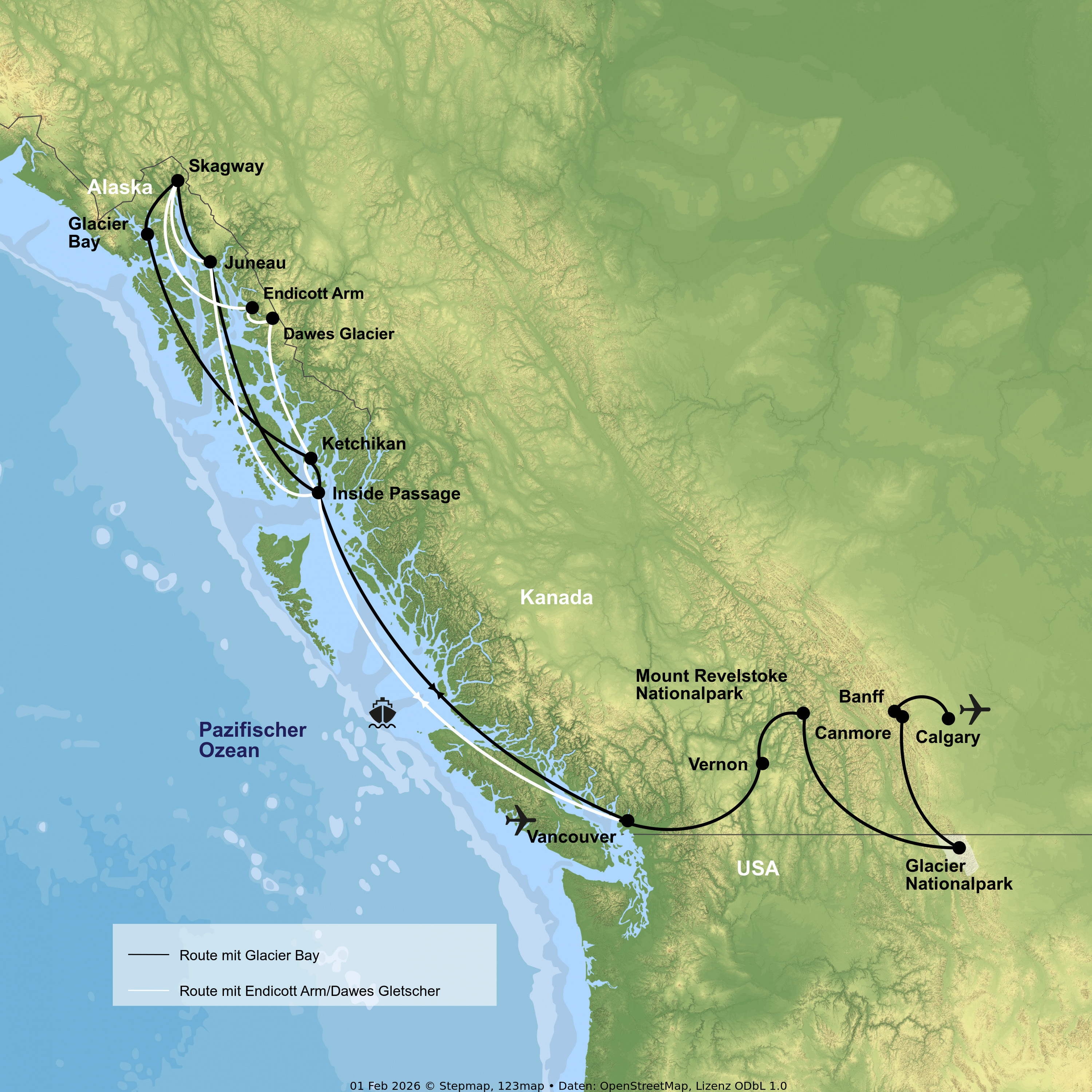 Rundreise von Calgary bis Vancouver & Alaska-Kreuzfahrt mit der Koningsdam