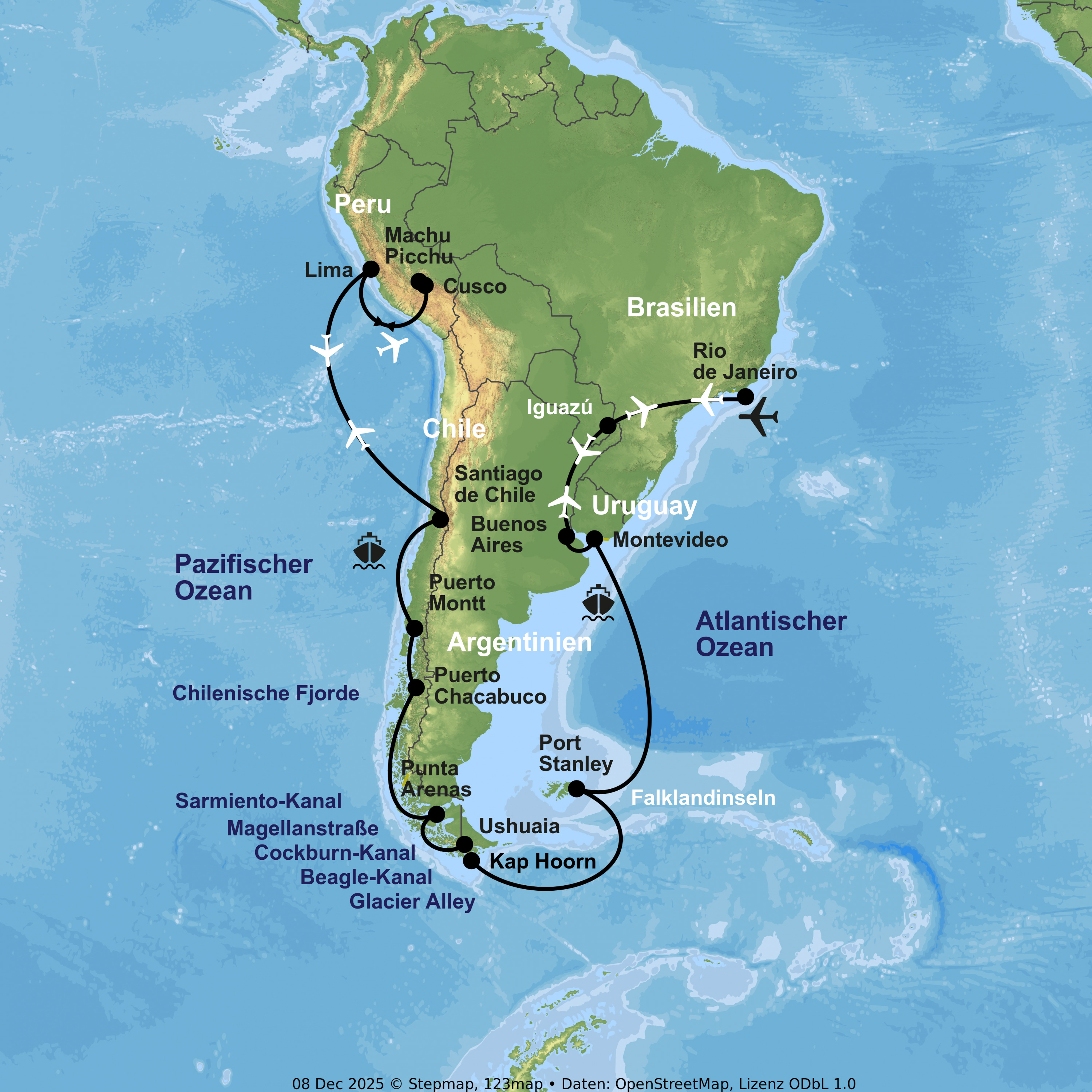 Kreuzfahrt mit Oosterdam ab Santiago de Chile an Buenos Aires inkl. Peru- & Brasilien-Rundreise