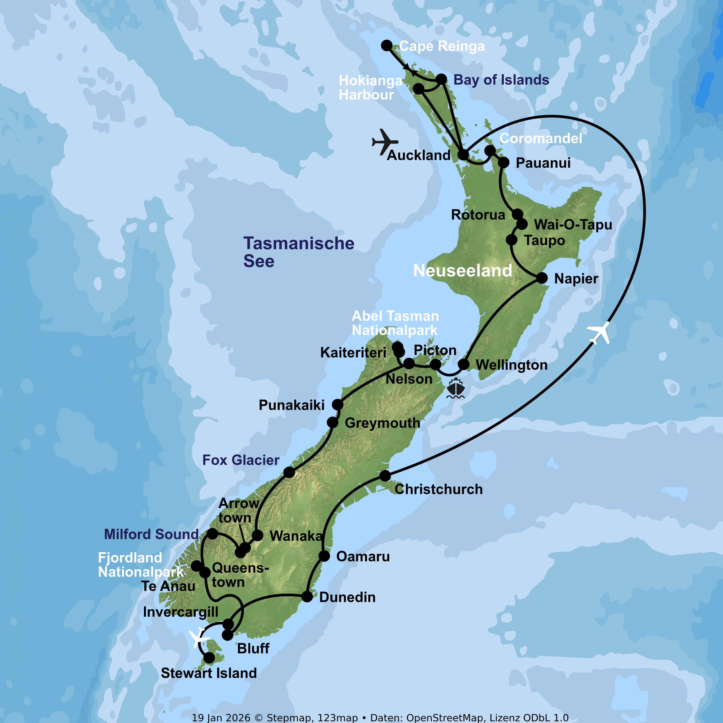 Zwischen Gletschern, Glühwürmchen & Kiwis