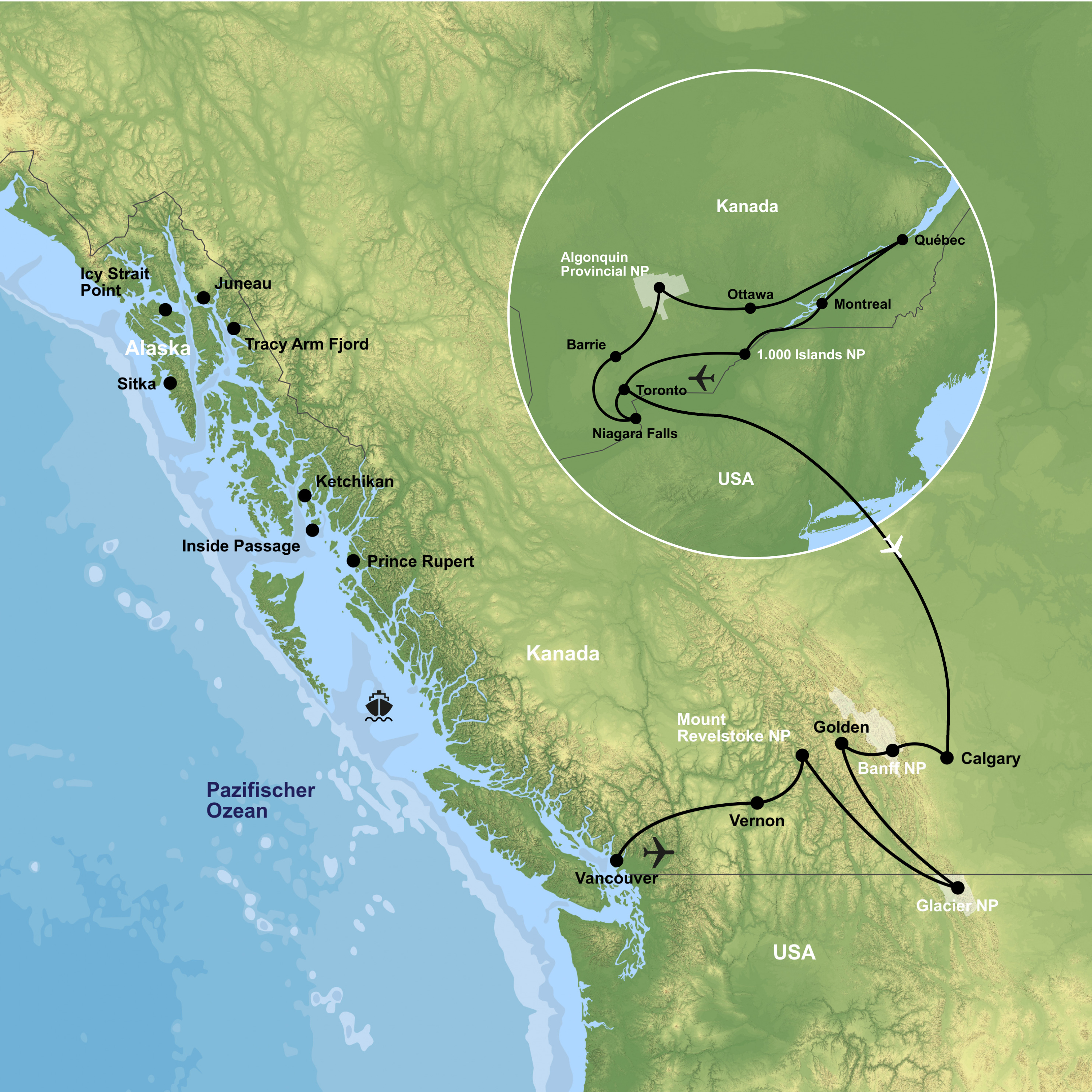 Kreuzfahrt mit der Serenade of the Seas ab/an Vancouver inkl. Kanada-Rundreise