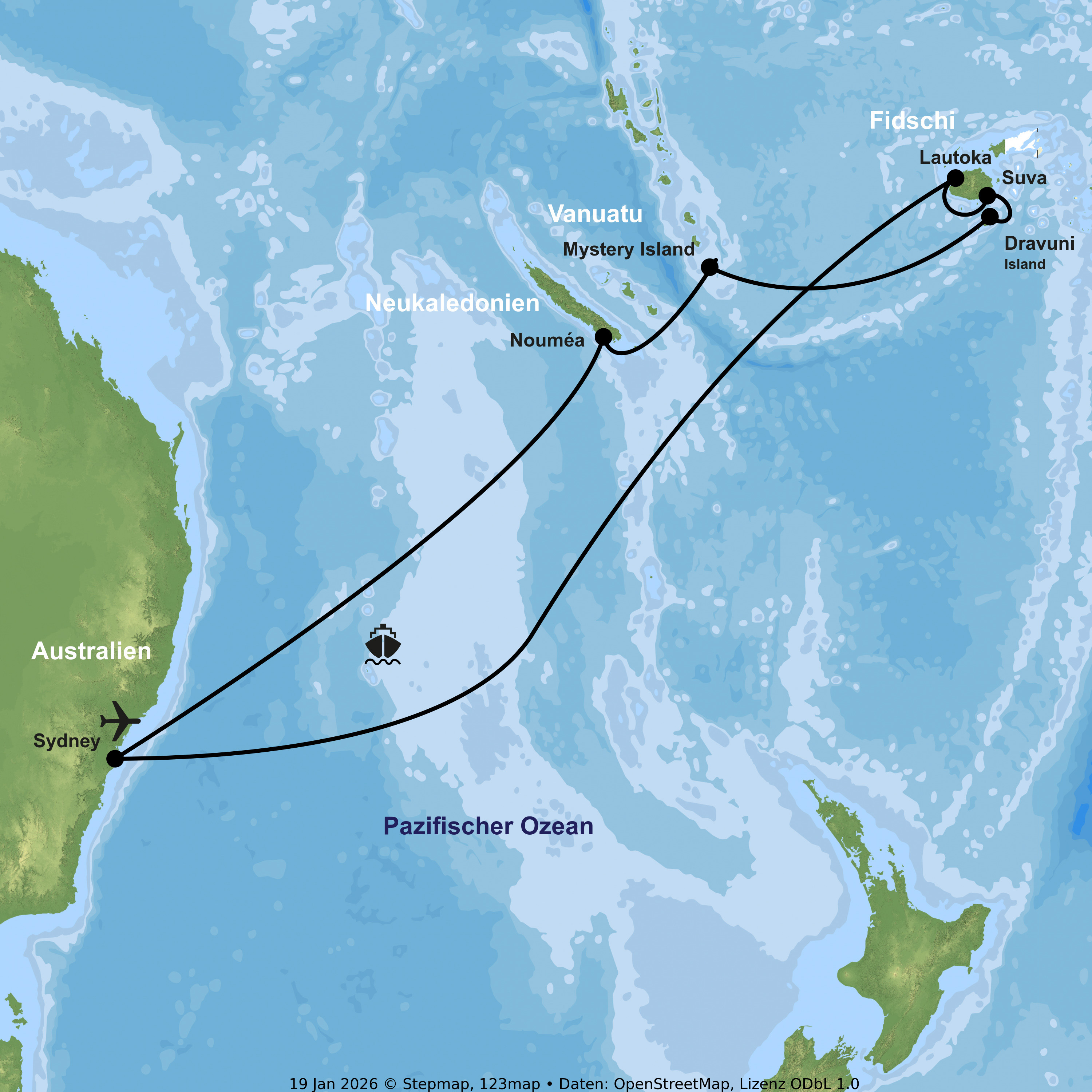 Kreuzfahrt mit der Grand Princess ab/an Sydney